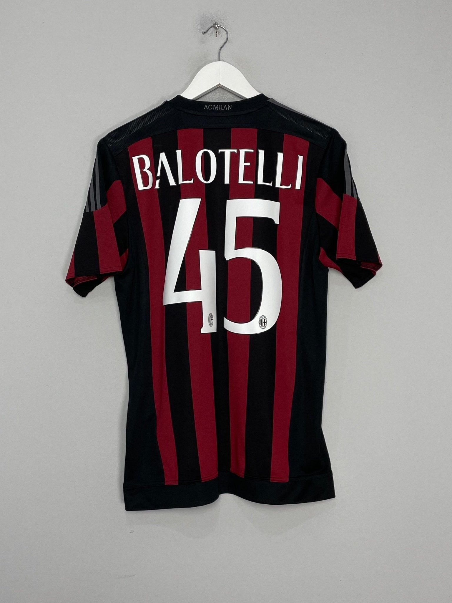 Shop 2015/16 AC MILAN BALOTELLI #45 HOME SHIRT (M) ADIDAS, classic football shirts, vintage football shirts & retro soccer jerseys at Cult Kits