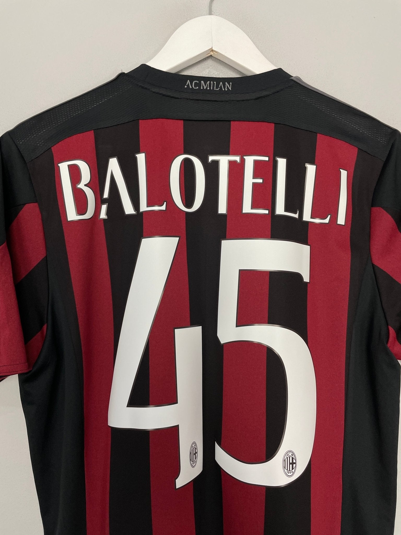 Shop 2015/16 AC MILAN BALOTELLI #45 HOME SHIRT (M) ADIDAS, classic football shirts, vintage football shirts & retro soccer jerseys at Cult Kits