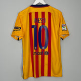Shop 2015/16 BARCELONA MESSI #10 AWAY SHIRT (M) NIKE, classic football shirts, vintage football shirts & retro soccer jerseys at Cult Kits