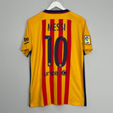 Shop 2015/16 BARCELONA MESSI #10 AWAY SHIRT (M) NIKE, classic football shirts, vintage football shirts & retro soccer jerseys at Cult Kits
