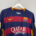 Shop 2015/16 BARCELONA MESSI #10 L/S HOME SHIRT (M) NIKE, classic football shirts, vintage football shirts & retro soccer jerseys at Cult Kits