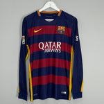 Shop 2015/16 BARCELONA MESSI #10 L/S HOME SHIRT (M) NIKE, classic football shirts, vintage football shirts & retro soccer jerseys at Cult Kits