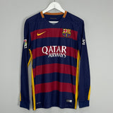 Shop 2015/16 BARCELONA MESSI #10 L/S HOME SHIRT (M) NIKE, classic football shirts, vintage football shirts & retro soccer jerseys at Cult Kits