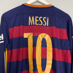 Shop 2015/16 BARCELONA MESSI #10 L/S HOME SHIRT (M) NIKE, classic football shirts, vintage football shirts & retro soccer jerseys at Cult Kits