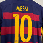 Shop 2015/16 BARCELONA MESSI #10 L/S HOME SHIRT (S) NIKE, classic football shirts, vintage football shirts & retro soccer jerseys at Cult Kits