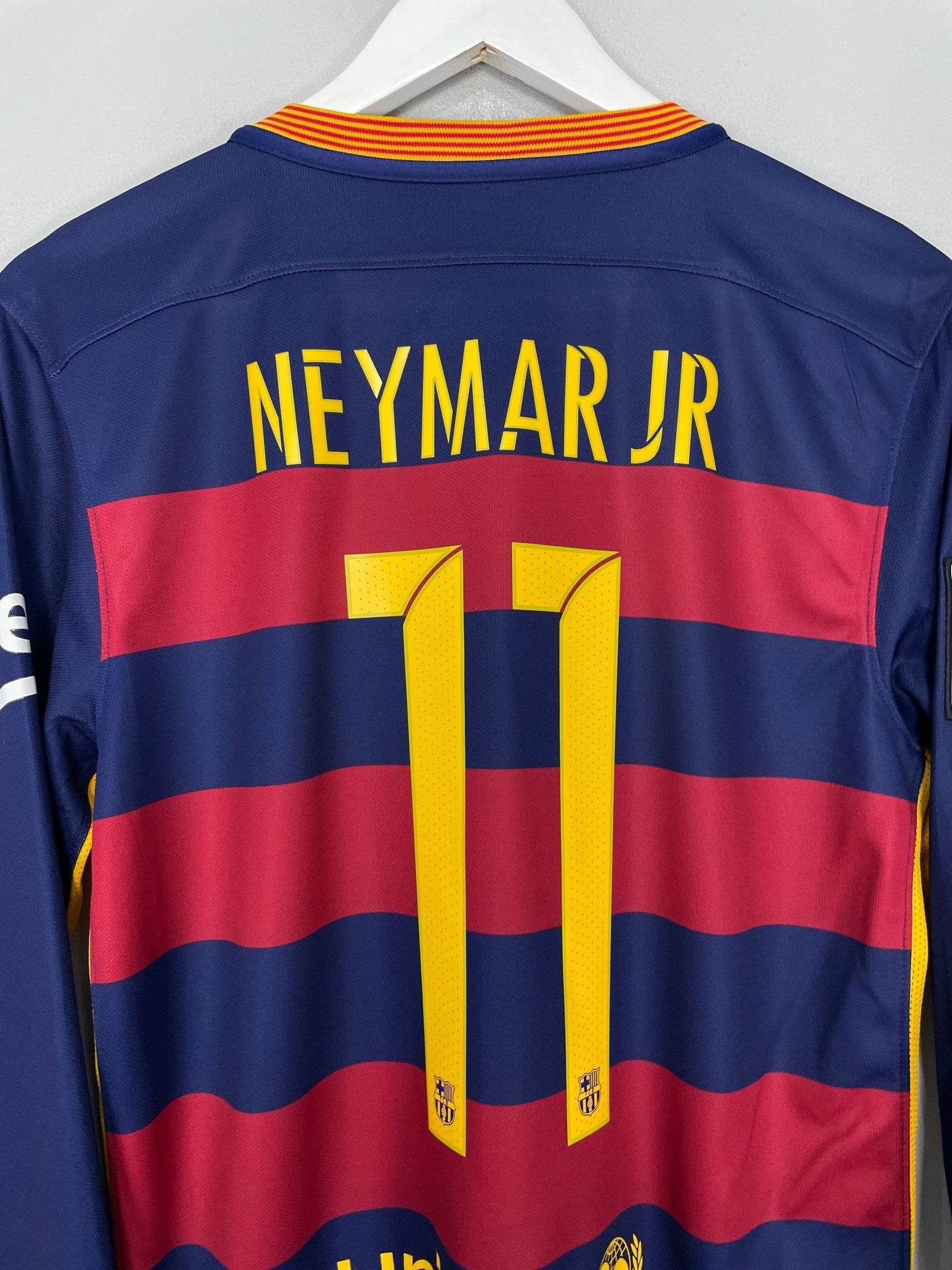Shop 2015/16 BARCELONA NEYMAR JR #11 L/S HOME SHIRT (S) NIKE, classic football shirts, vintage football shirts & retro soccer jerseys at Cult Kits