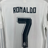 Shop 2015/16 REAL MADRID RONALDO #7 L/S HOME SHIRT (M) ADIDAS, classic football shirts, vintage football shirts & retro soccer jerseys at Cult Kits