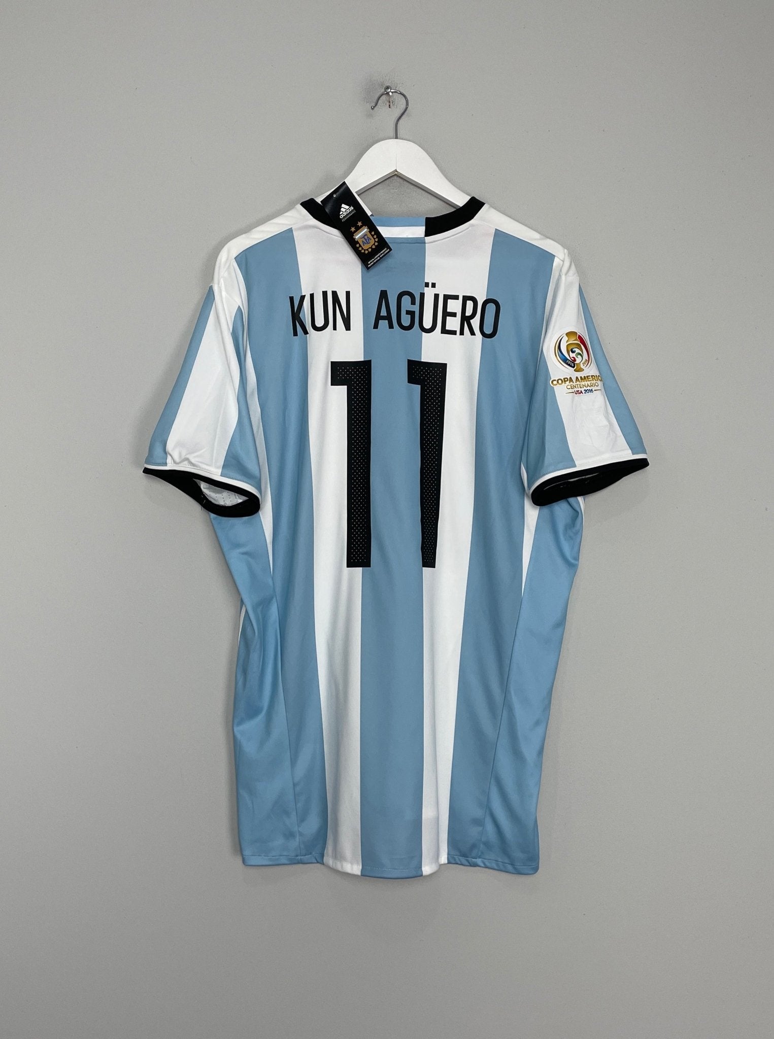 Shop 2016/17 ARGENTINA AGUERO #11 *BNWT* HOME SHIRT (XL) ADIDAS, classic football shirts, vintage football shirts & retro soccer jerseys at Cult Kits
