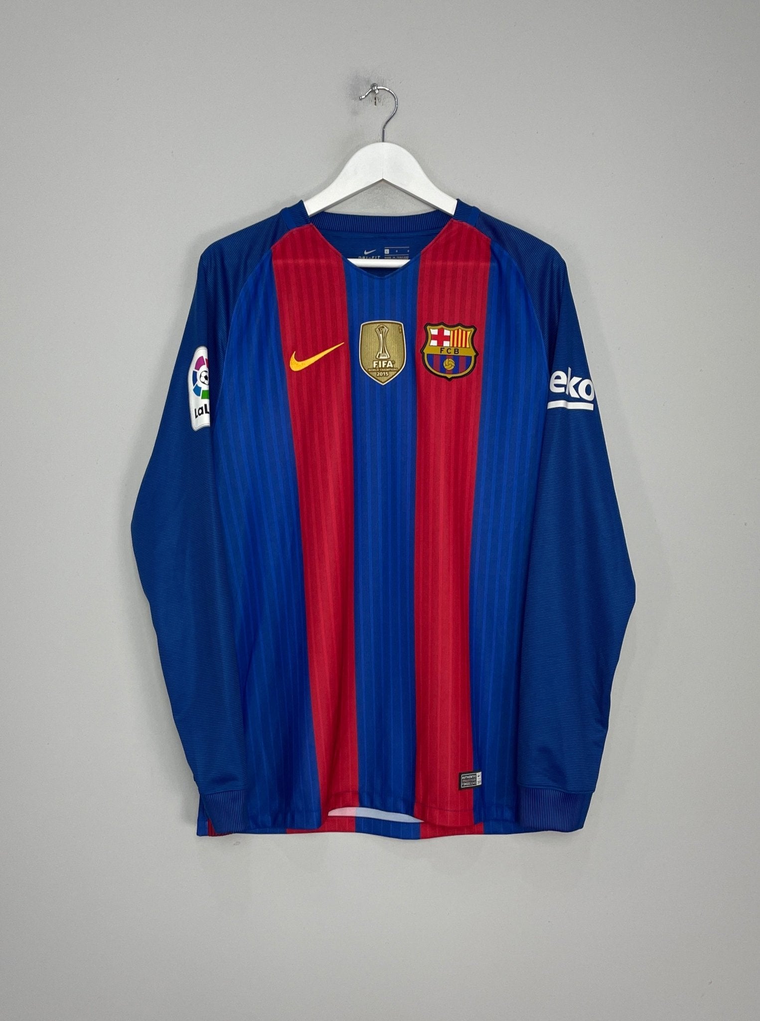 Shop 2016/17 BARCELONA MESSI #10 L/S HOME SHIRT (L) NIKE, classic football shirts, vintage football shirts & retro soccer jerseys at Cult Kits