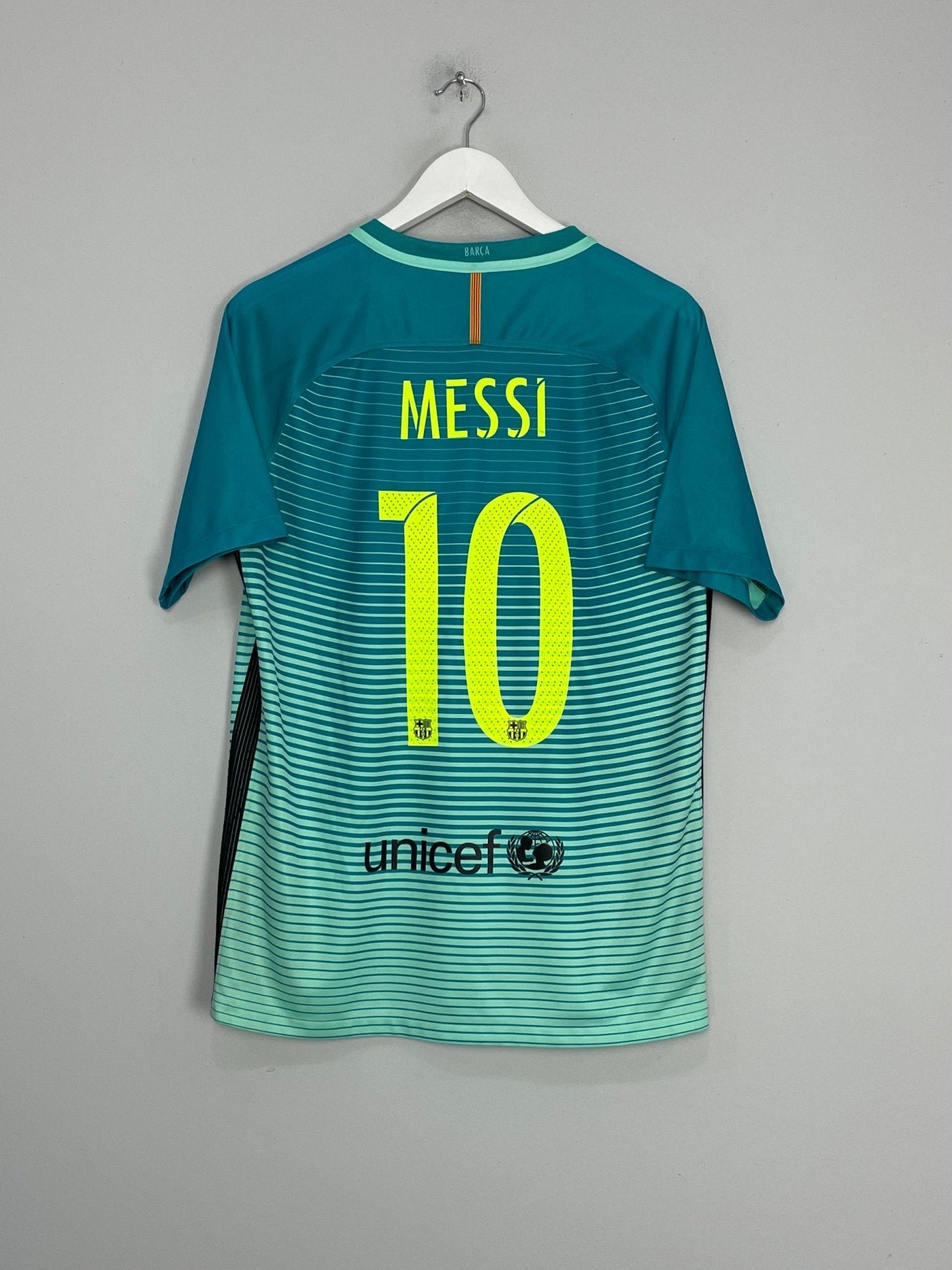 Shop 2016/17 BARCELONA MESSI #10 THIRD SHIRT (M) NIKE, classic football shirts, vintage football shirts & retro soccer jerseys at Cult Kits