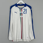 Shop 2016/17 ITALY PIRLO #21 L/S *PLAYER ISSUE* AWAY SHIRT (L) PUMA, classic football shirts, vintage football shirts & retro soccer jerseys at Cult Kits