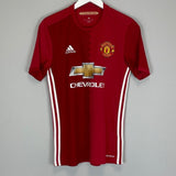 2016/17 MANCHESTER UNITED HOME SHIRT (S) ADIDAS - Cult Kits - Small - Buy Vintage Football Shirts, Authentic Retro Football Shirts For Sale, Classic Football Shirts & Soccer Jersey