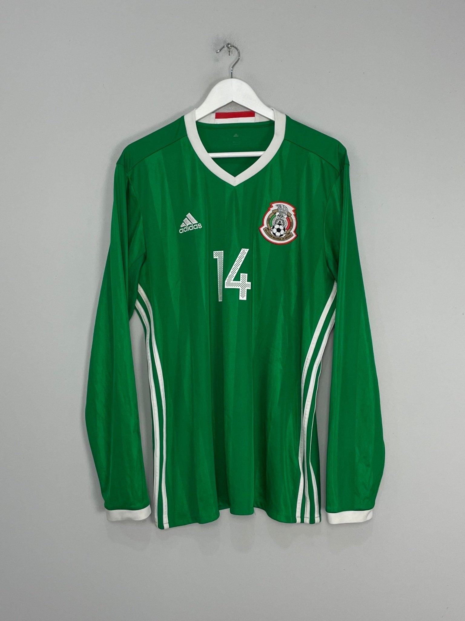 Shop 2016/17 MEXICO J.HERNANDEZ #14 L/S HOME SHIRT (XL) ADIDAS, classic football shirts, vintage football shirts & retro soccer jerseys at Cult Kits