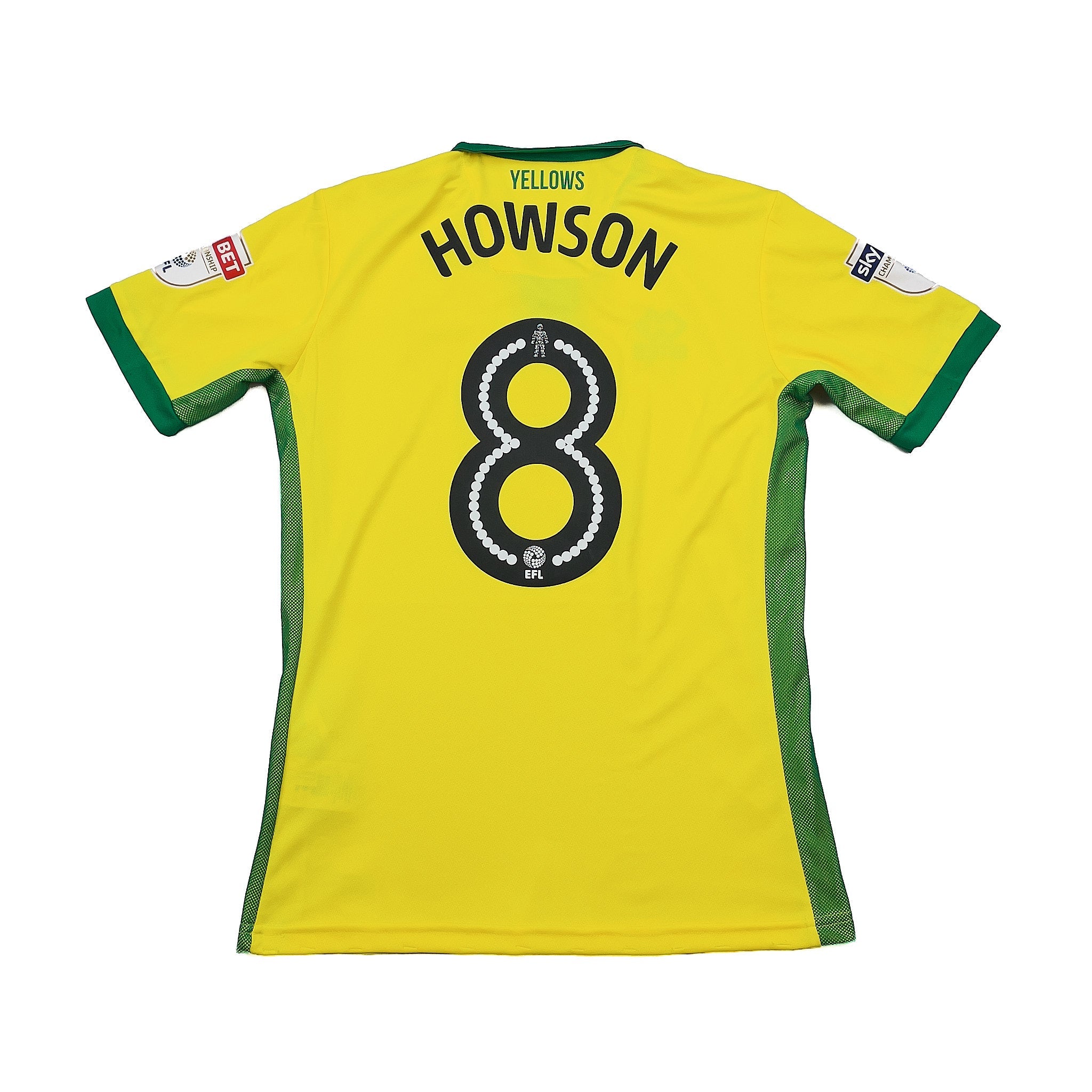 2016 17 Norwich City Howson #8 *Match Issue* Home Shirt