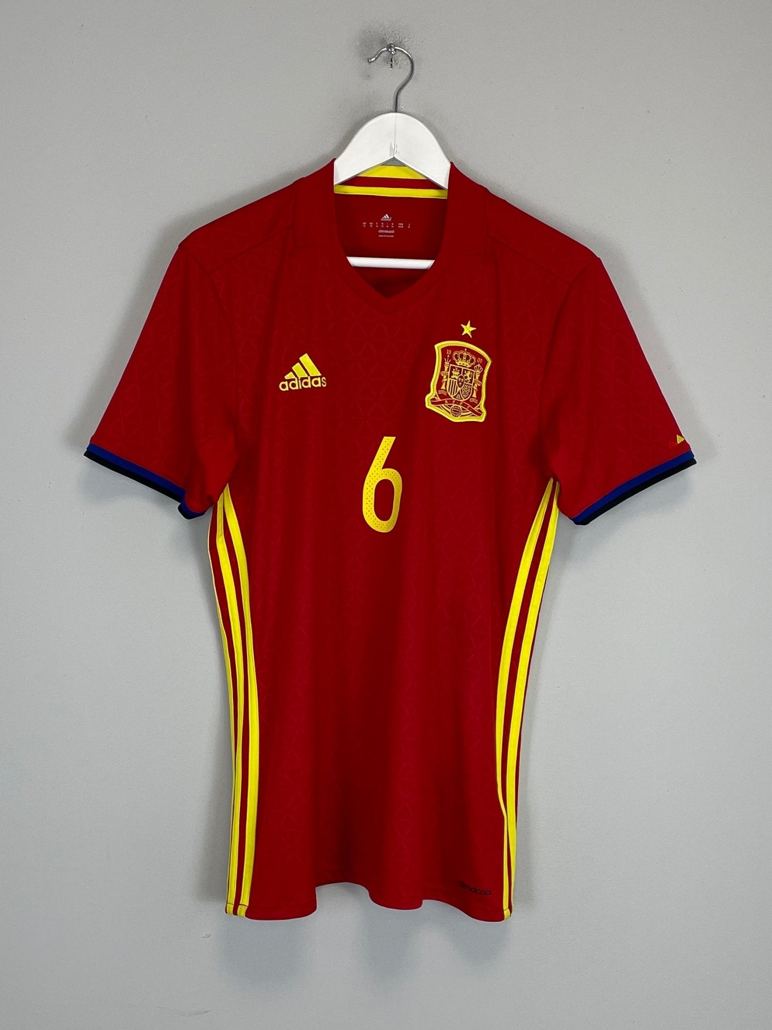 Shop 2016/17 SPAIN A.INIESTA #6 HOME SHIRT (M) ADIDAS, classic football shirts, vintage football shirts & retro soccer jerseys at Cult Kits