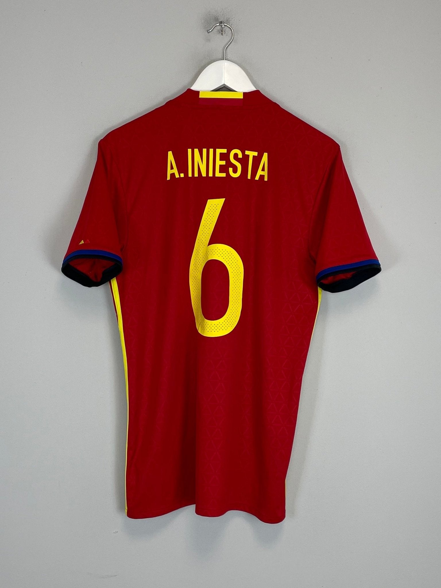 Shop 2016/17 SPAIN A.INIESTA #6 HOME SHIRT (M) ADIDAS, classic football shirts, vintage football shirts & retro soccer jerseys at Cult Kits