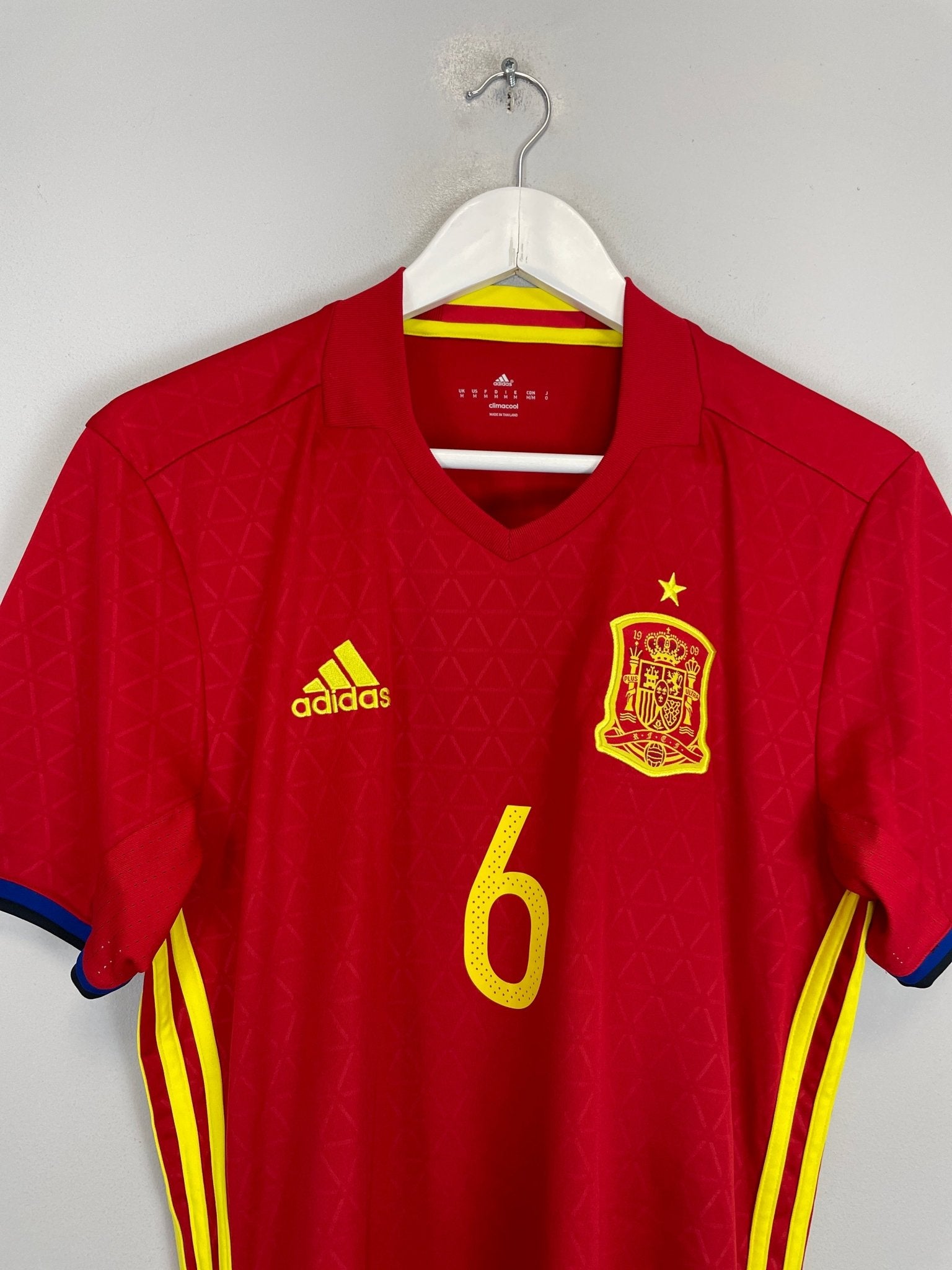 Shop 2016/17 SPAIN A.INIESTA #6 HOME SHIRT (M) ADIDAS, classic football shirts, vintage football shirts & retro soccer jerseys at Cult Kits