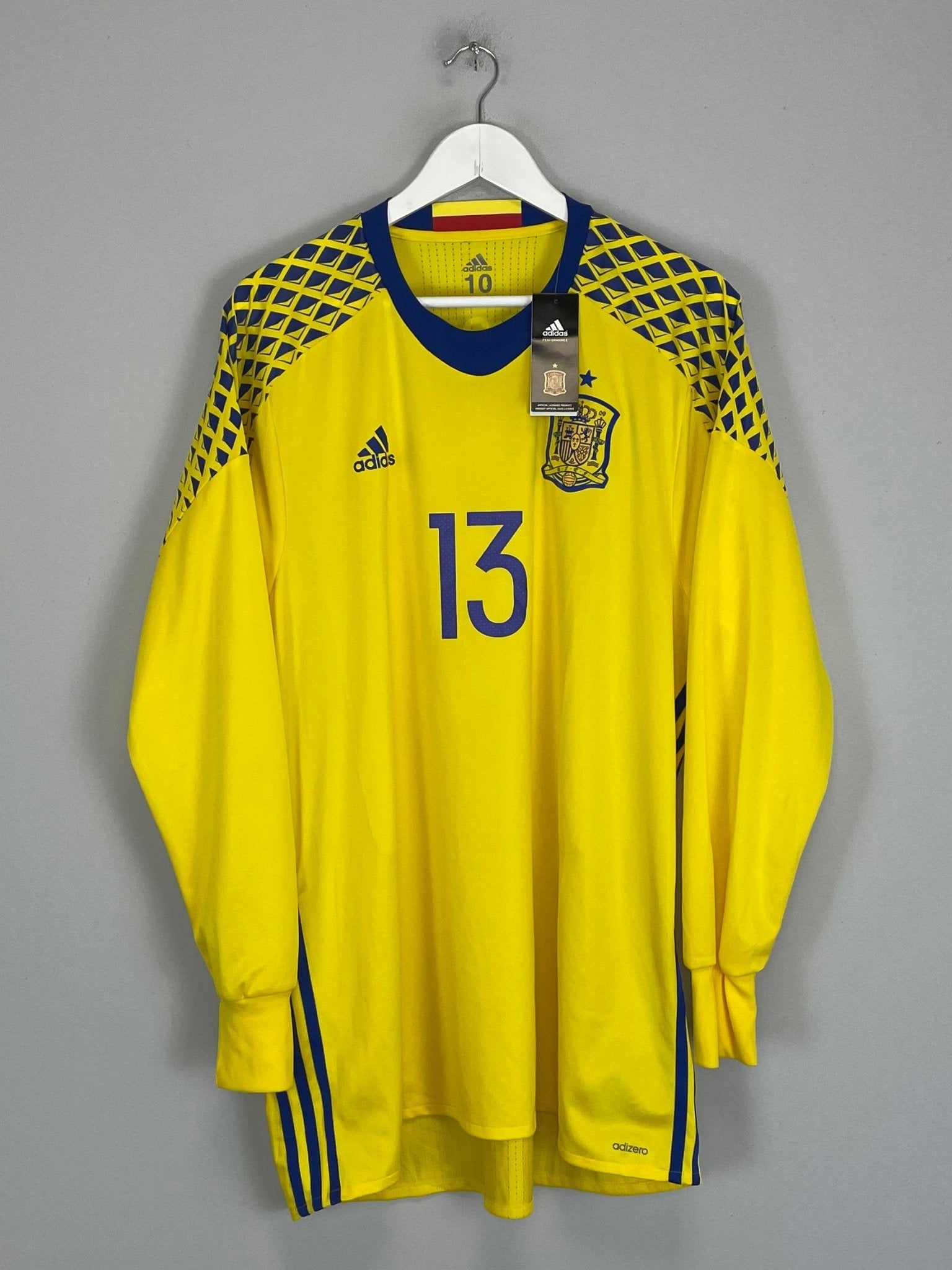 Shop 2016/17 SPAIN DE GEA #13 *PLAYER ISSUE* BNWT GK SHIRT (XL) ADIDAS, classic football shirts, vintage football shirts & retro soccer jerseys at Cult Kits