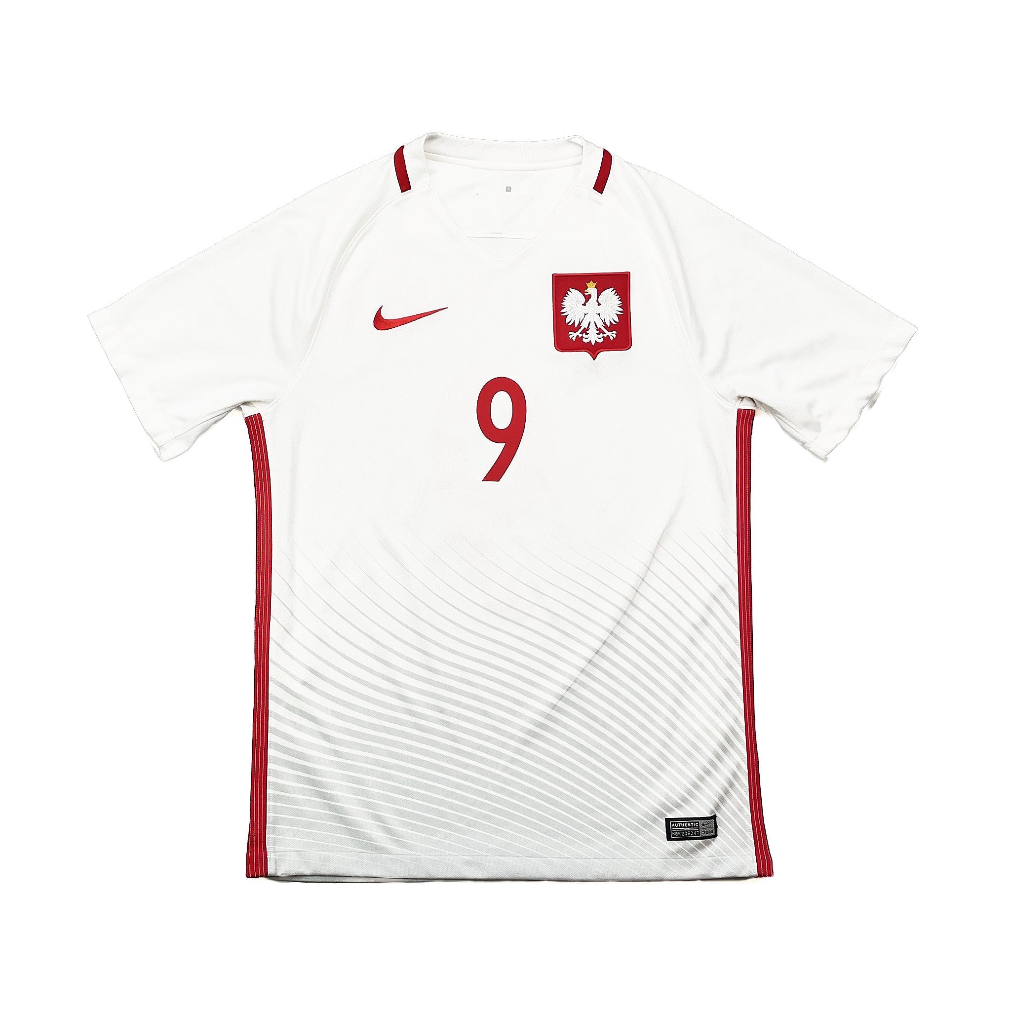 Buy 2016/18 POLAND LEWANDOWSKI 9 HOME SHIRT (S) NIKE ~ Free worldwide shipping available ~ Authentic Vintage Football Shirts from Cult Kits