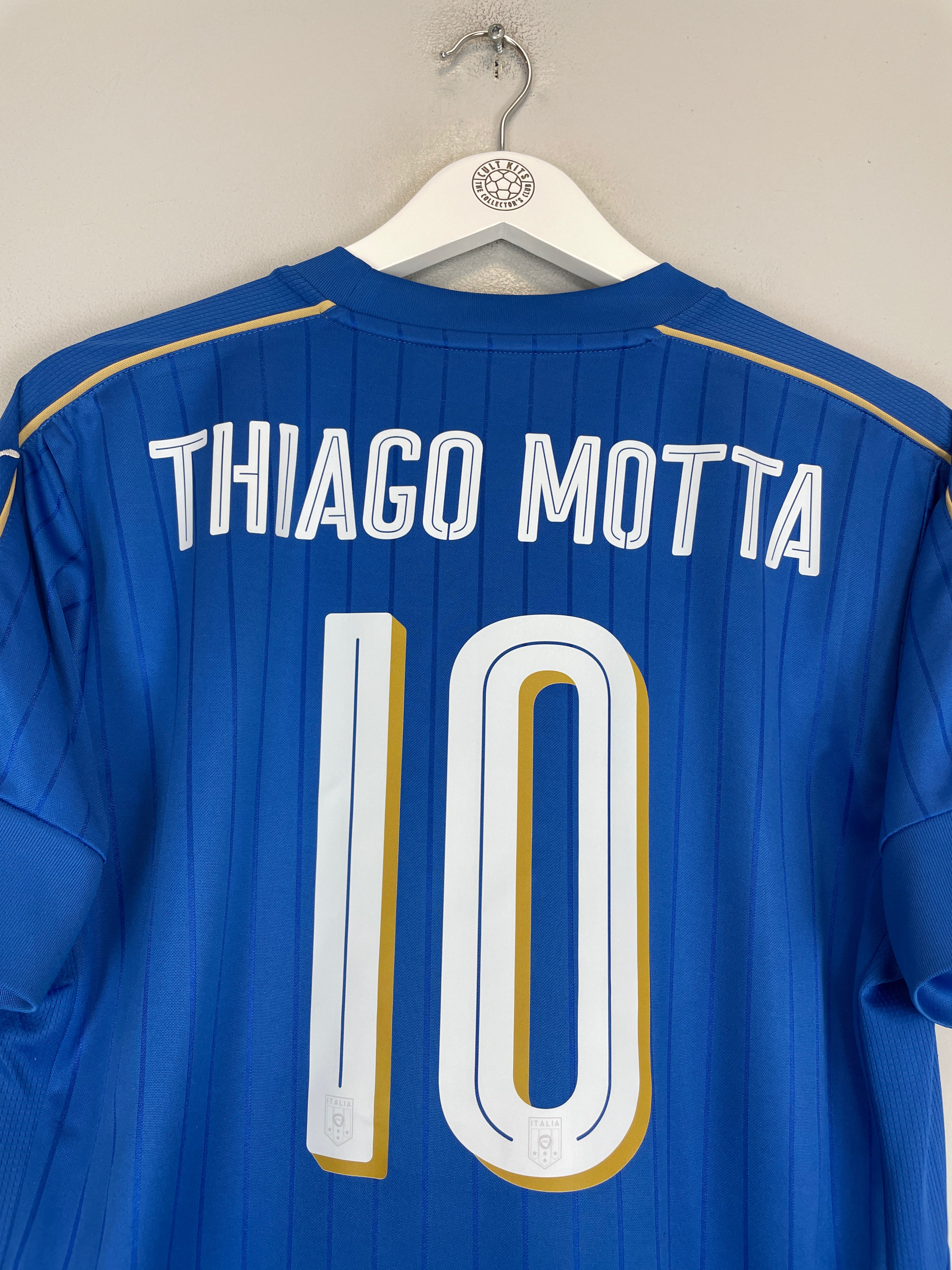 2016/17 ITALY THIAGO MOTTA #10 HOME SHIRT (L) PUMA BLUE GOLD STRIPES 