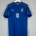 2016/17 ITALY THIAGO MOTTA #10 HOME SHIRT (L) PUMA BADEG CREST LOGO NUMBER BLUE GOLD COLLAR