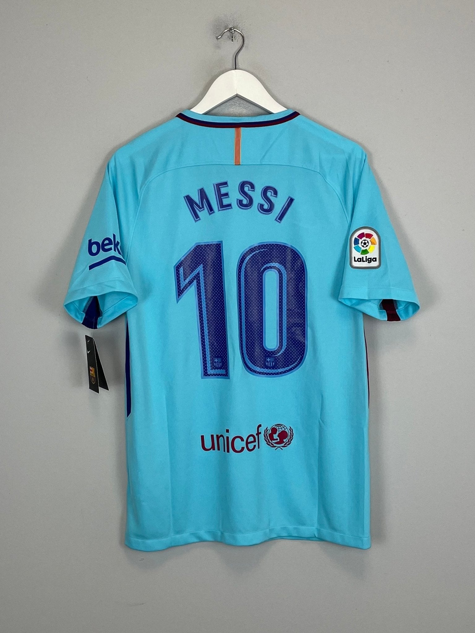 Shop 2017/18 BARCELONA MESSI #10 *BNWT* AWAY SHIRT (M) NIKE, classic football shirts, vintage football shirts & retro soccer jerseys at Cult Kits
