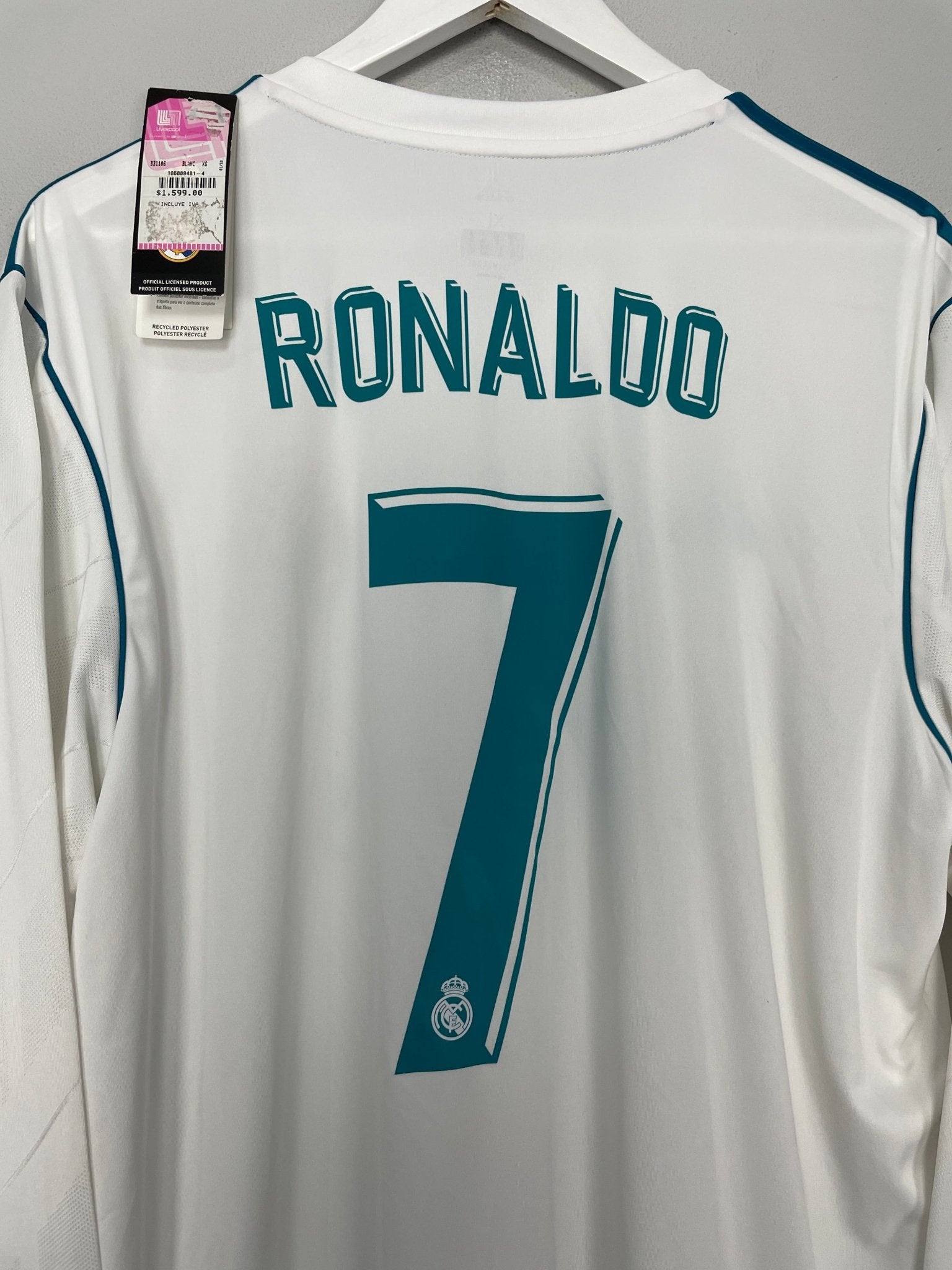 Shop 2017/18 REAL MADRID RONALDO #7 *BNWT* L/S HOME SHIRT (XL) ADIDAS, classic football shirts, vintage football shirts & retro soccer jerseys at Cult Kits
