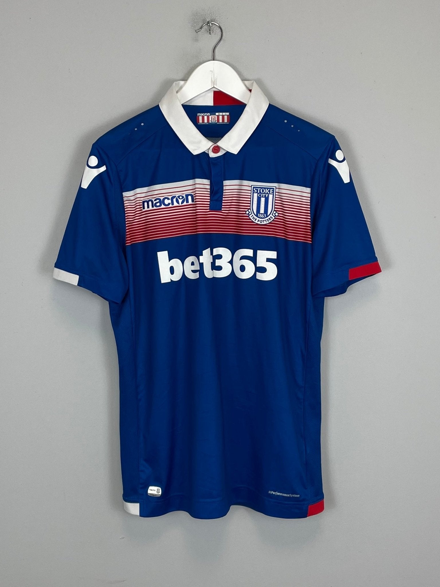 Shop 2017/18 STOKE CITY AWAY SHIRT (L) MACRON, classic football shirts, vintage football shirts & retro soccer jerseys at Cult Kits