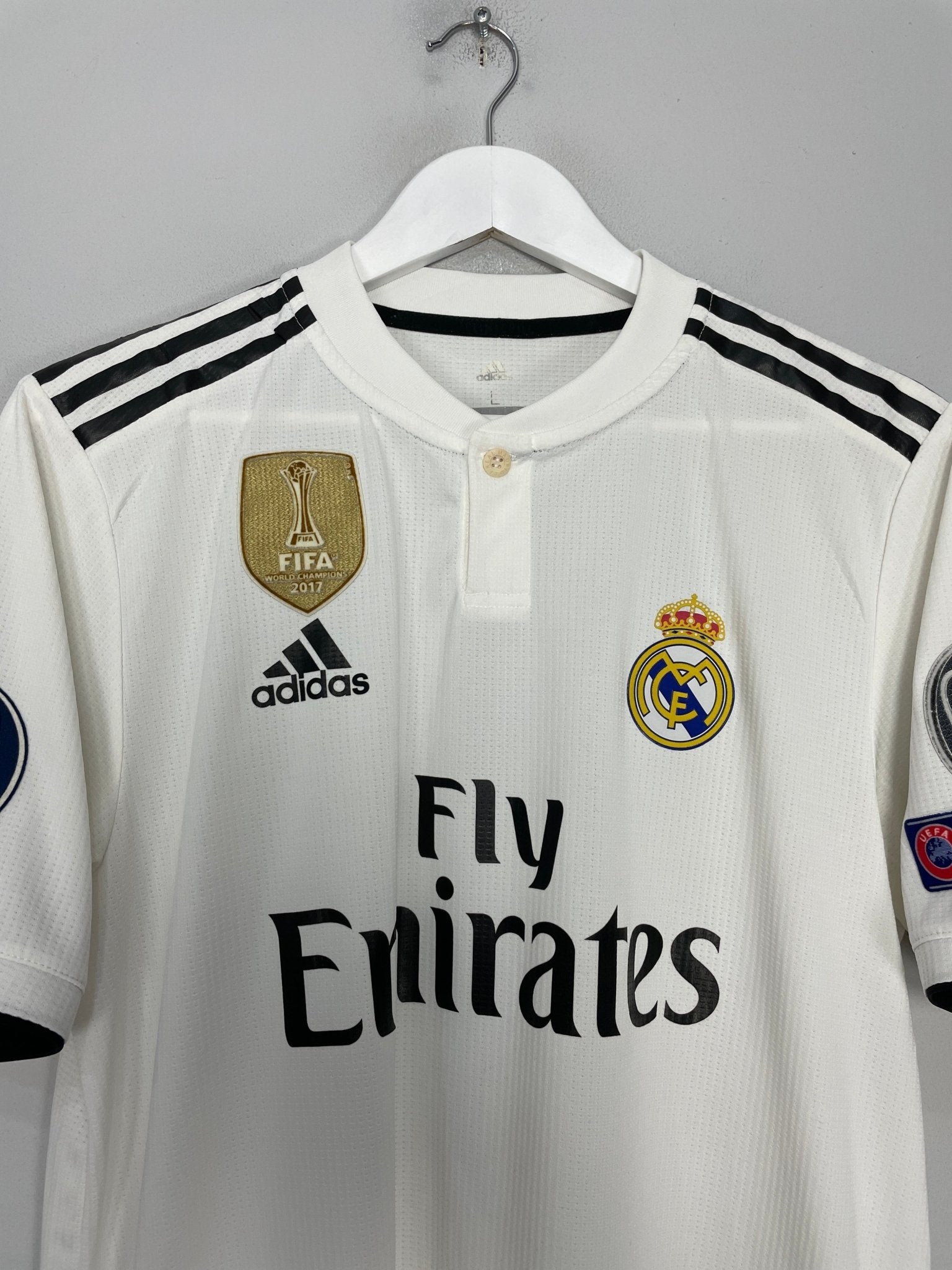 Shop 2018/19 REAL MADRID BENZEMA #9 AUTHENTIC HOME SHIRT (L) ADIDAS, classic football shirts, vintage football shirts & retro soccer jerseys at Cult Kits