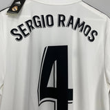 Shop 2018/19 REAL MADRID SERGIO RAMOS #4 *BNWT* HOME SHIRT (XL) ADIDAS, classic football shirts, vintage football shirts & retro soccer jerseys at Cult Kits