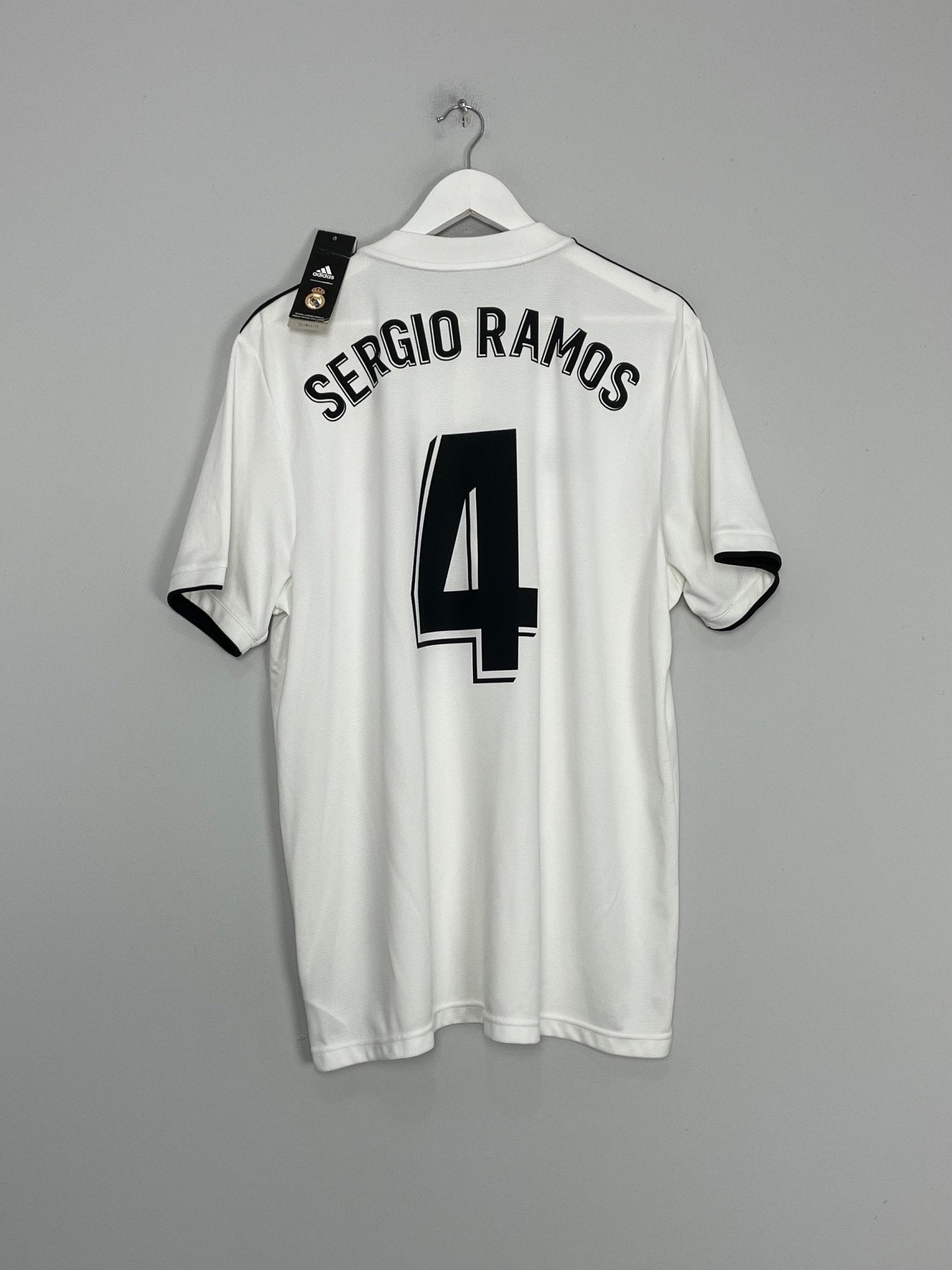 Shop 2018/19 REAL MADRID SERGIO RAMOS #4 *BNWT* HOME SHIRT (XL) ADIDAS, classic football shirts, vintage football shirts & retro soccer jerseys at Cult Kits