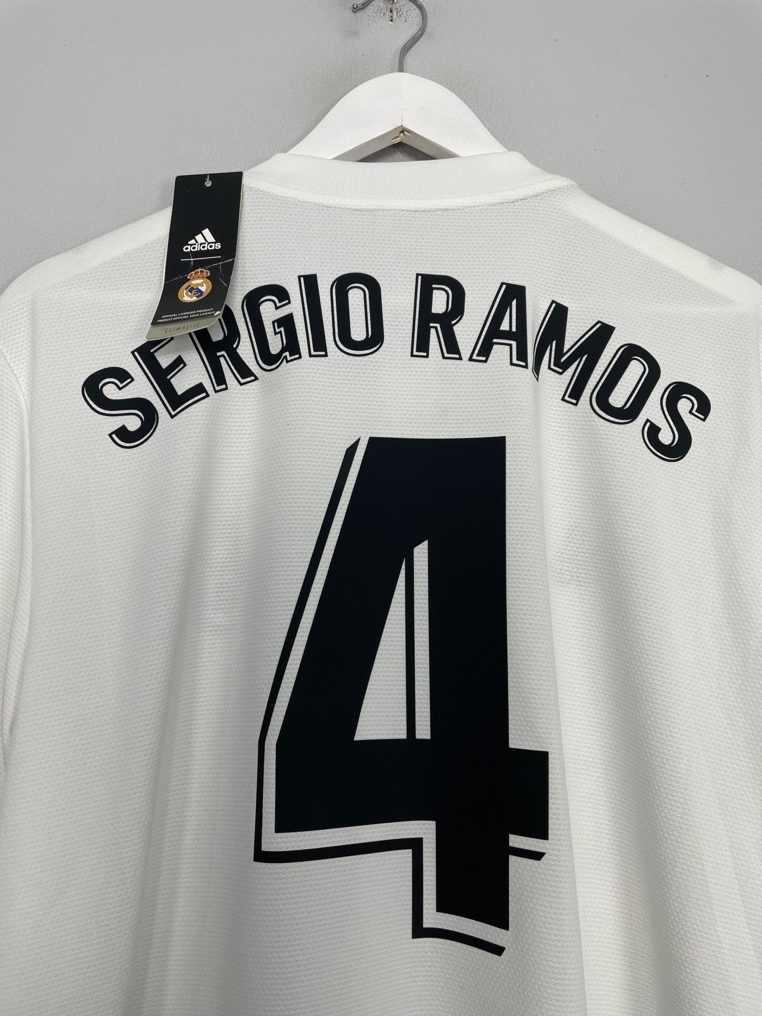 Shop 2018/19 REAL MADRID SERGIO RAMOS #4 *BNWT* HOME SHIRT (XL) ADIDAS, classic football shirts, vintage football shirts & retro soccer jerseys at Cult Kits
