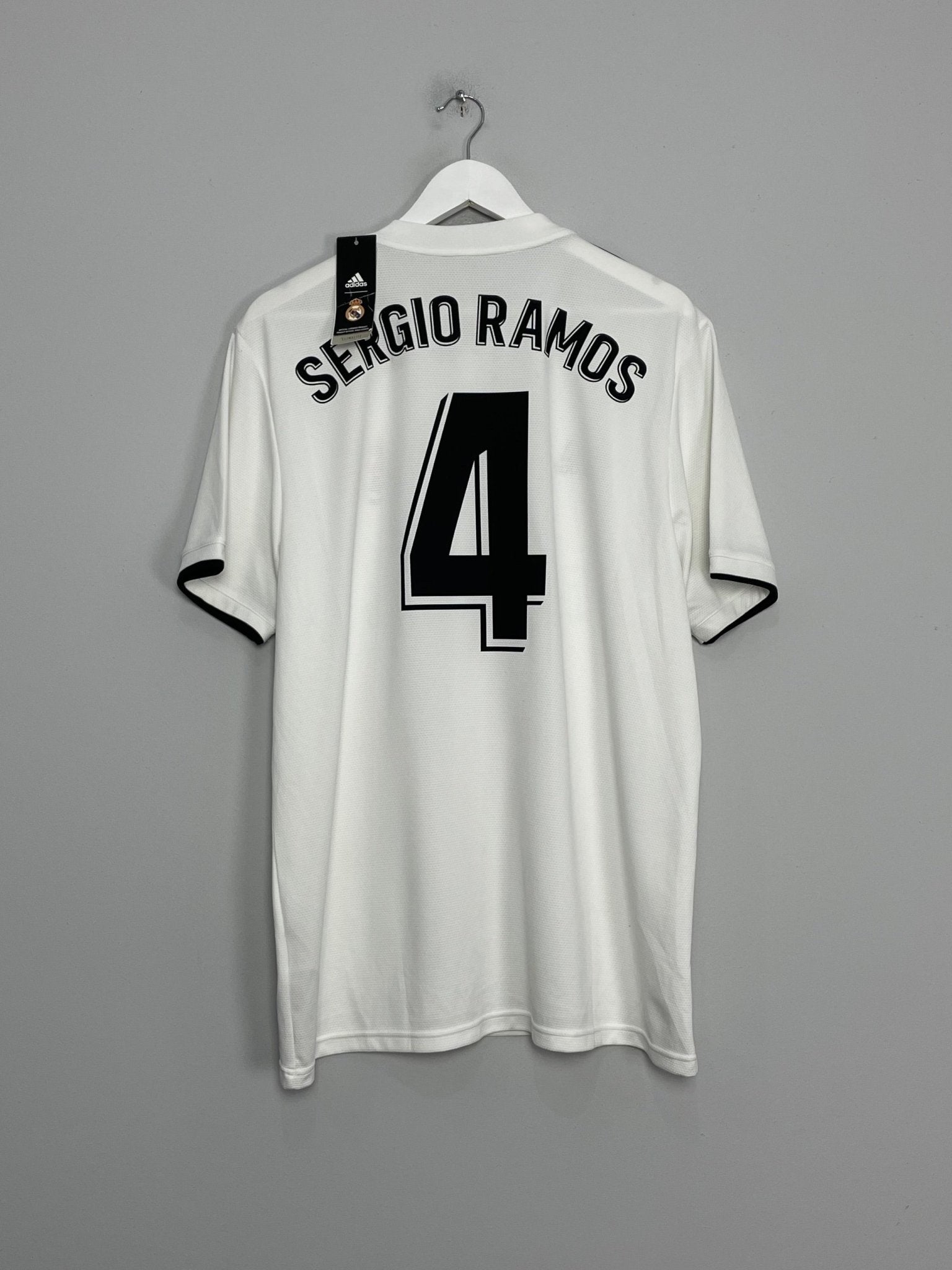 Shop 2018/19 REAL MADRID SERGIO RAMOS #4 *BNWT* HOME SHIRT (XL) ADIDAS, classic football shirts, vintage football shirts & retro soccer jerseys at Cult Kits
