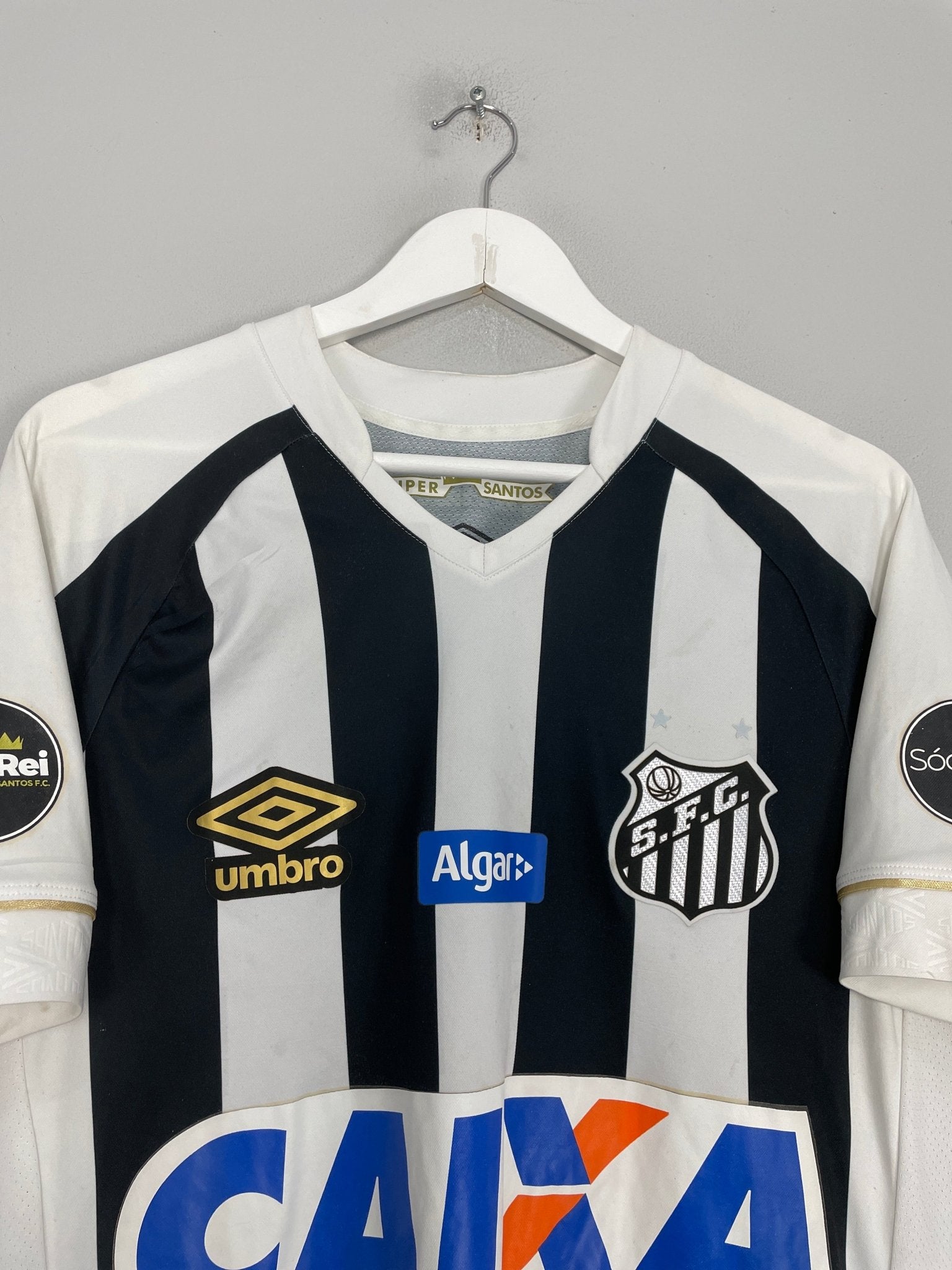 Shop 2018/19 SANTOS JEAN MOTA #3 HOME SHIRT (M) UMBRO, classic football shirts, vintage football shirts & retro soccer jerseys at Cult Kits