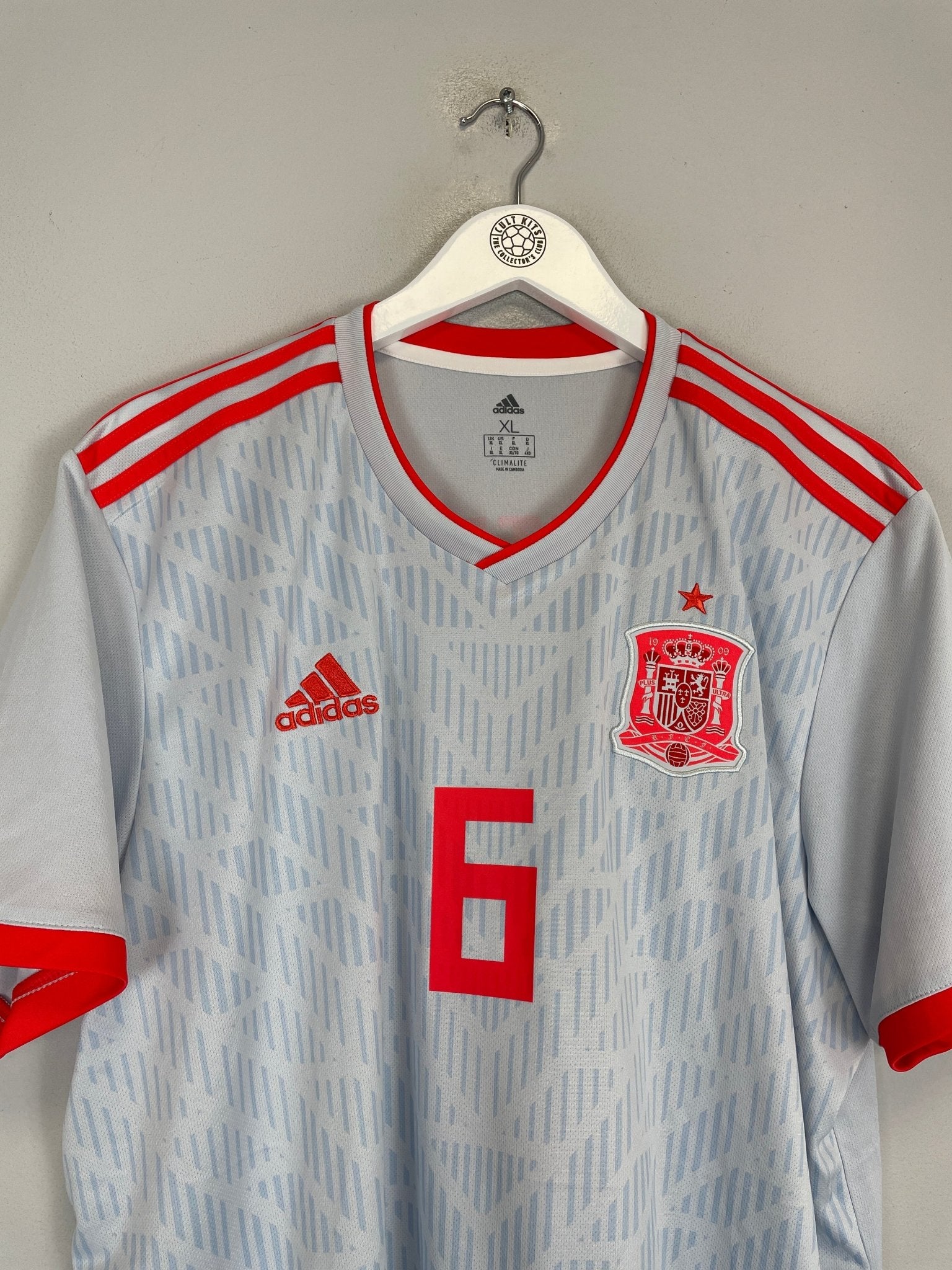 Shop 2018/19 SPAIN A.INIESTA #6 AWAY SHIRT (XL) ADIDAS, classic football shirts, vintage football shirts & retro soccer jerseys at Cult Kits