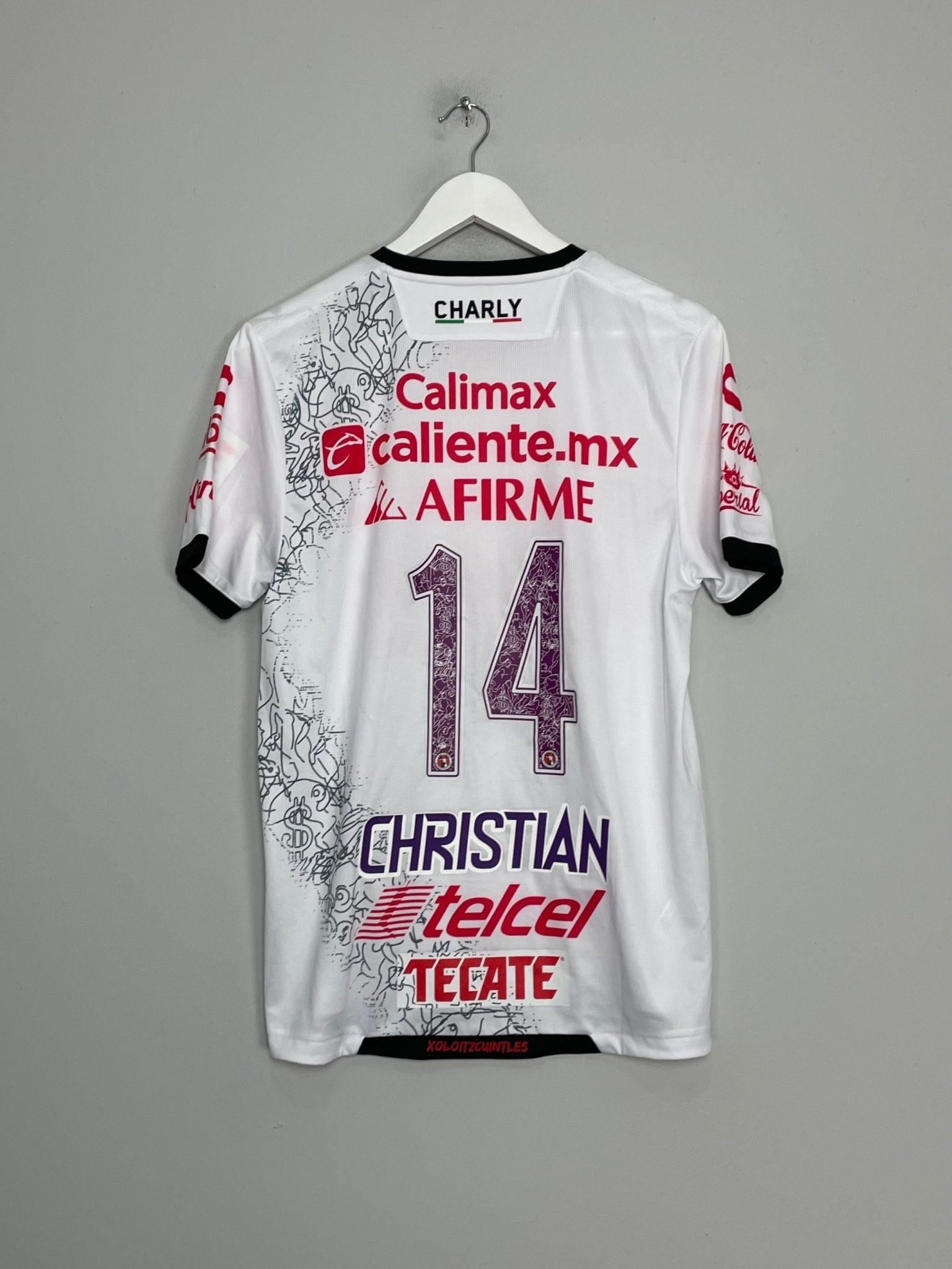 Shop 2020/21 CLUB TIJUANA CHRISTIAN #14 *MATCH ISSUED* AWAY SHIRT (M) CHARLY, classic football shirts, vintage football shirts & retro soccer jerseys at Cult Kits