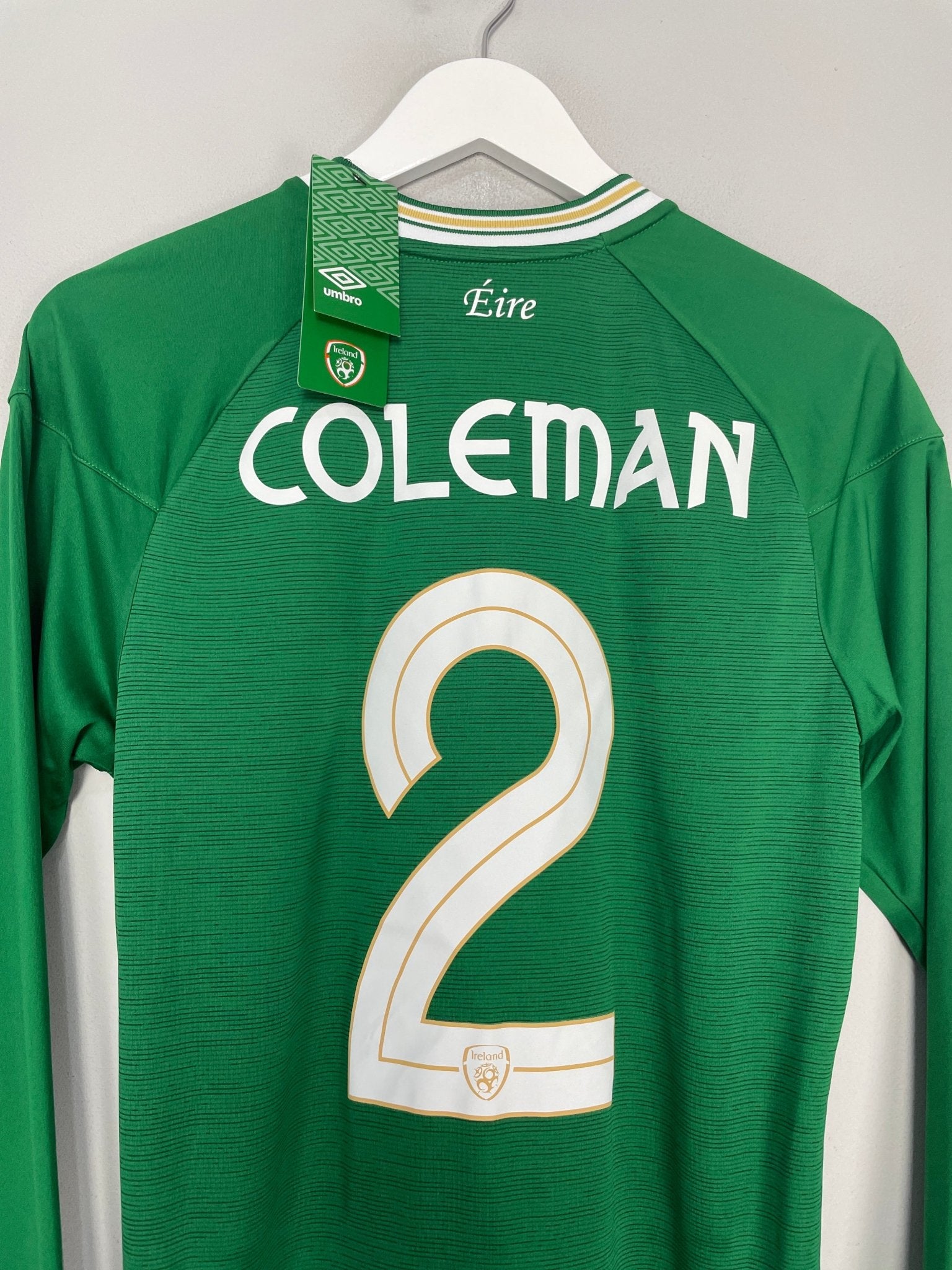 Shop 2020/21 IRELAND COLEMAN #2 *BNWT* L/S HOME SHIRT (S) UMBRO, classic football shirts, vintage football shirts & retro soccer jerseys at Cult Kits
