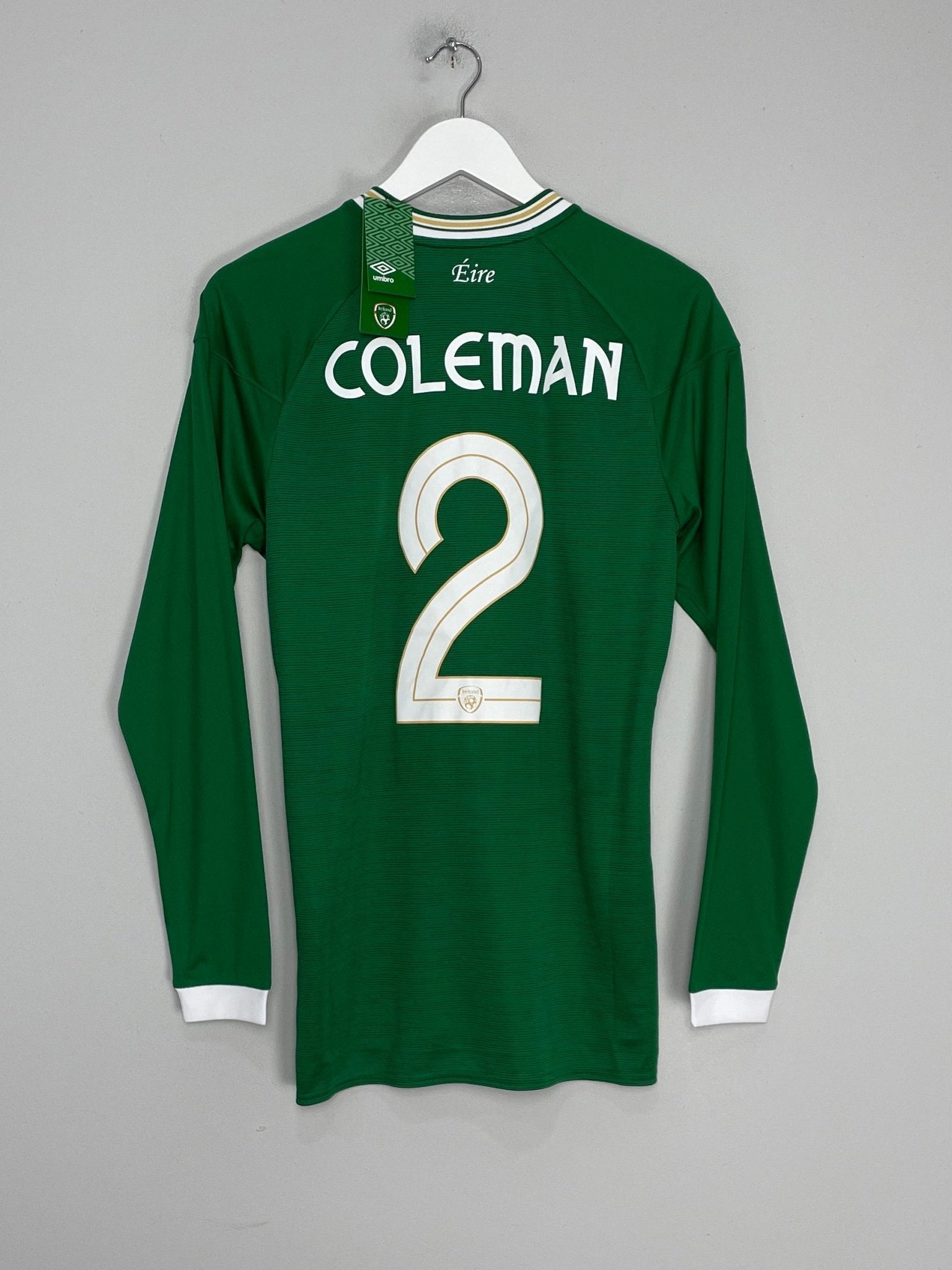 Shop 2020/21 IRELAND COLEMAN #2 *BNWT* L/S HOME SHIRT (S) UMBRO, classic football shirts, vintage football shirts & retro soccer jerseys at Cult Kits