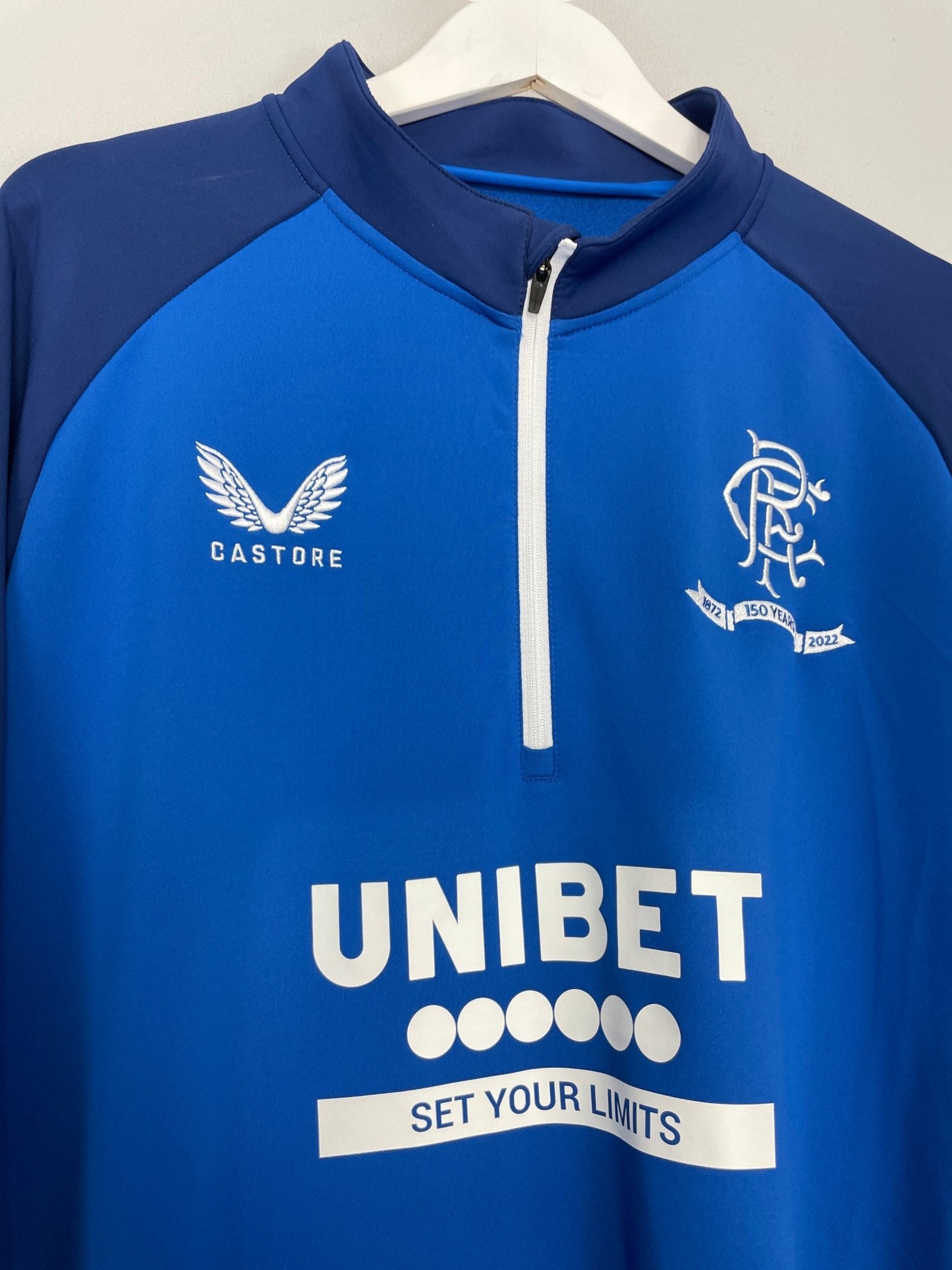 Shop 2021/22 RANGERS 1/4 ZIP DRILL TOP (XXL) CASTORE, classic football shirts, vintage football shirts & retro soccer jerseys at Cult Kits