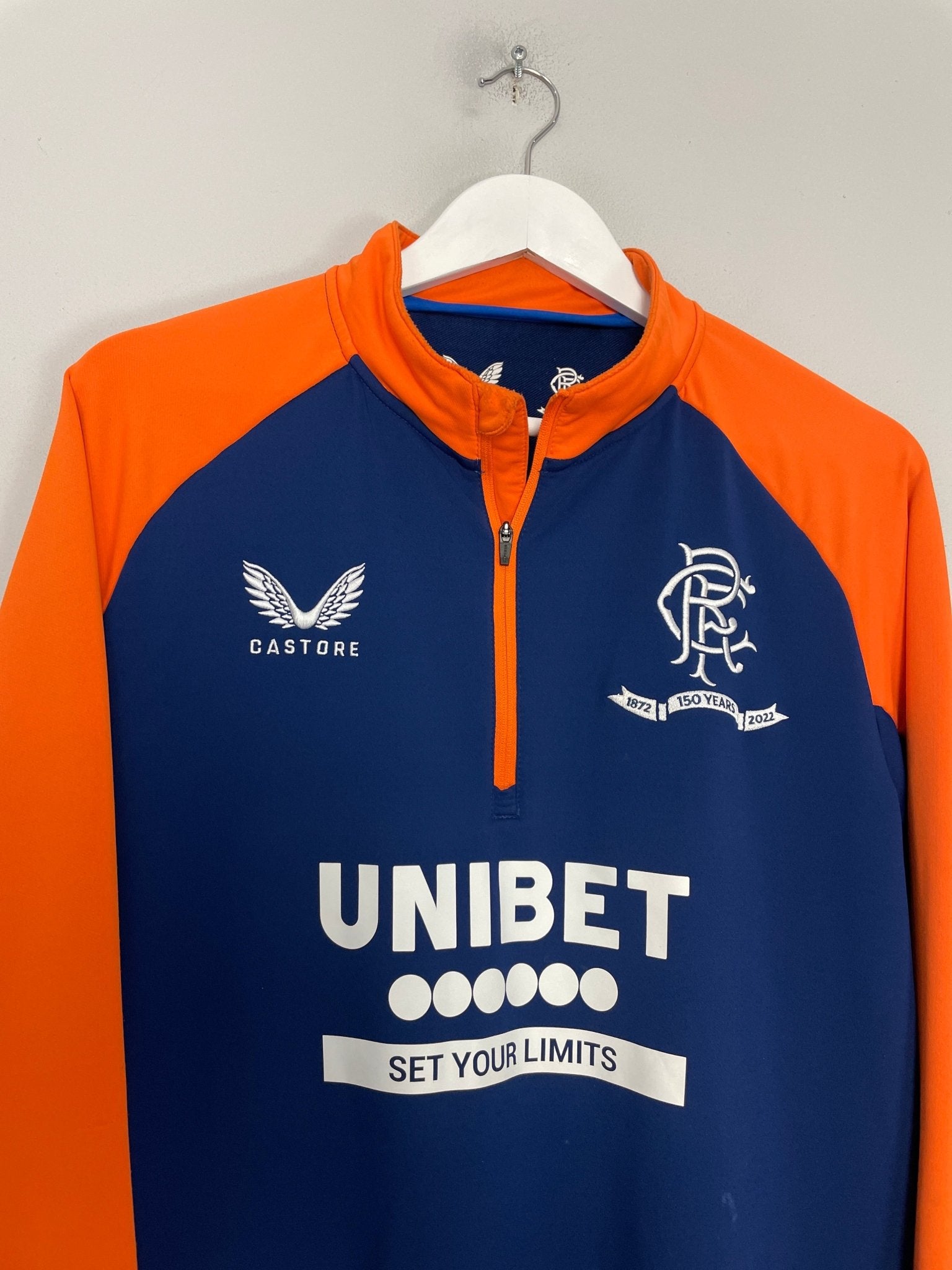 Shop 2021/22 RANGERS 1/4 ZIP TOP (M) CASTORE, classic football shirts, vintage football shirts & retro soccer jerseys at Cult Kits