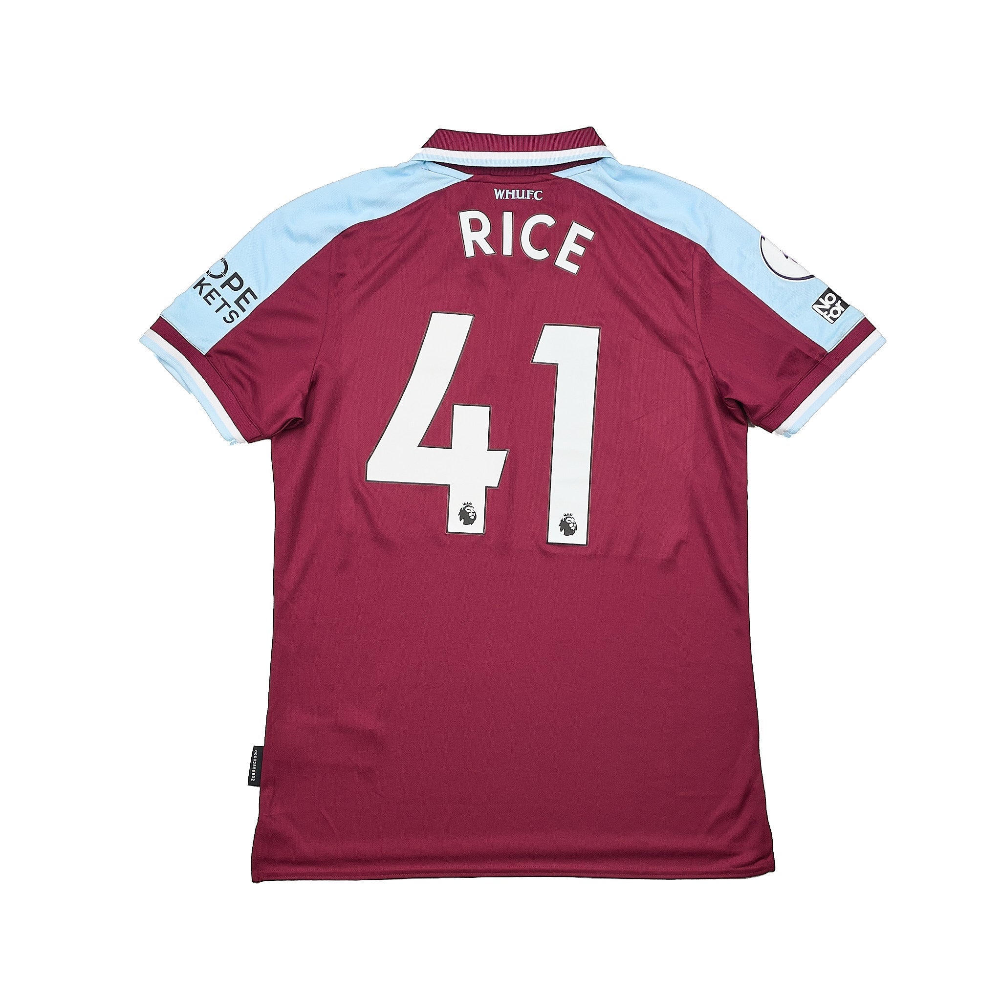 Buy 2021/22 West Ham Rice 41 *Match Worn* Home Shirt (M) Umbro ~ Free worldwide shipping ~ Authentic Vintage Football Shirts from Cult Kits