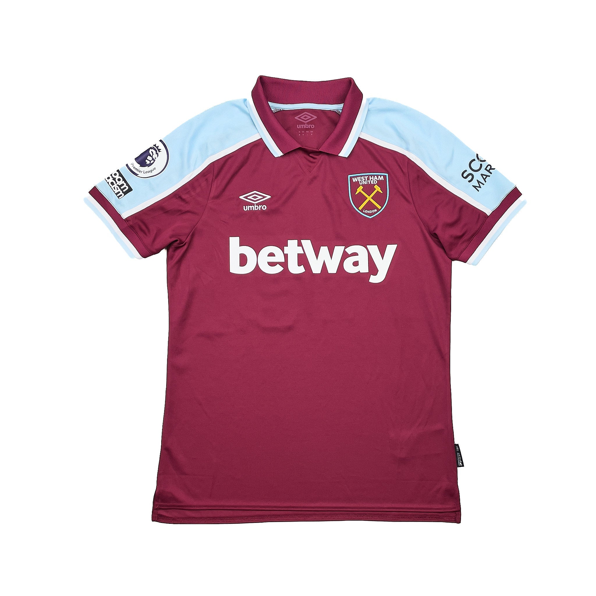 Buy 2021/22 West Ham Rice 41 *Match Worn* Home Shirt (M) Umbro ~ Free worldwide shipping ~ Authentic Vintage Football Shirts from Cult Kits