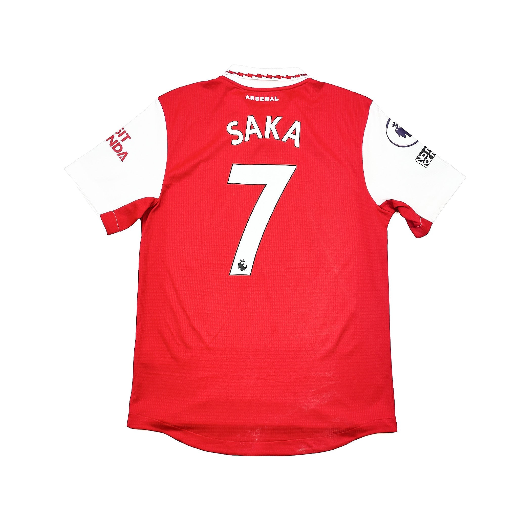 Buy 2022/23 Arsenal Saka 7 *Match Worn* Home Shirt (M) Adidas ~ Free worldwide shipping ~ Authentic Vintage Football Shirts from Cult Kits