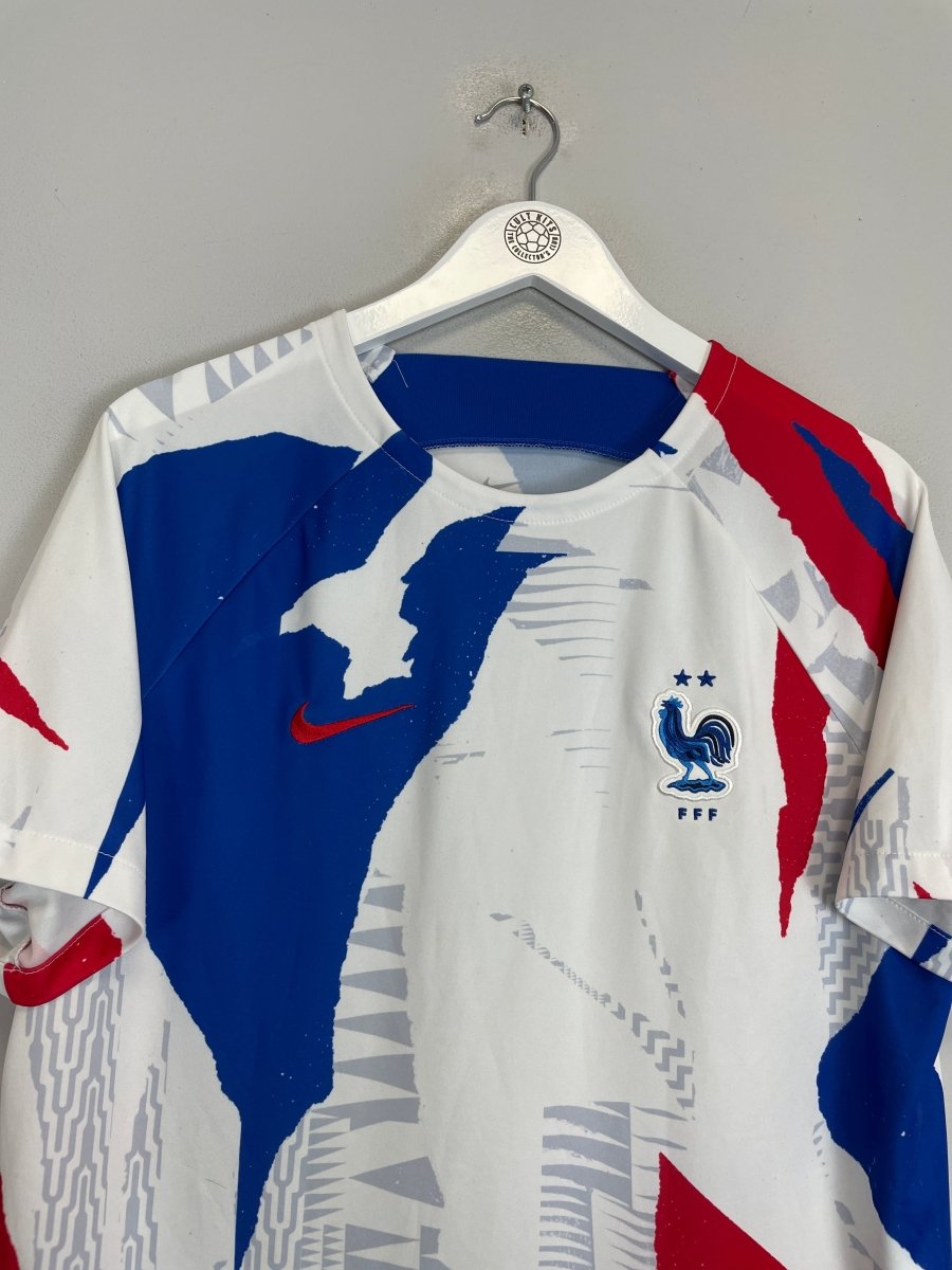 2022/23 FRANCE PRE MATCH SHIRT (L) NIKE - Cult Kits - Large - Buy Vintage Football Shirts, Authentic Retro Football Shirts For Sale, Classic Football Shirts & Soccer Jersey