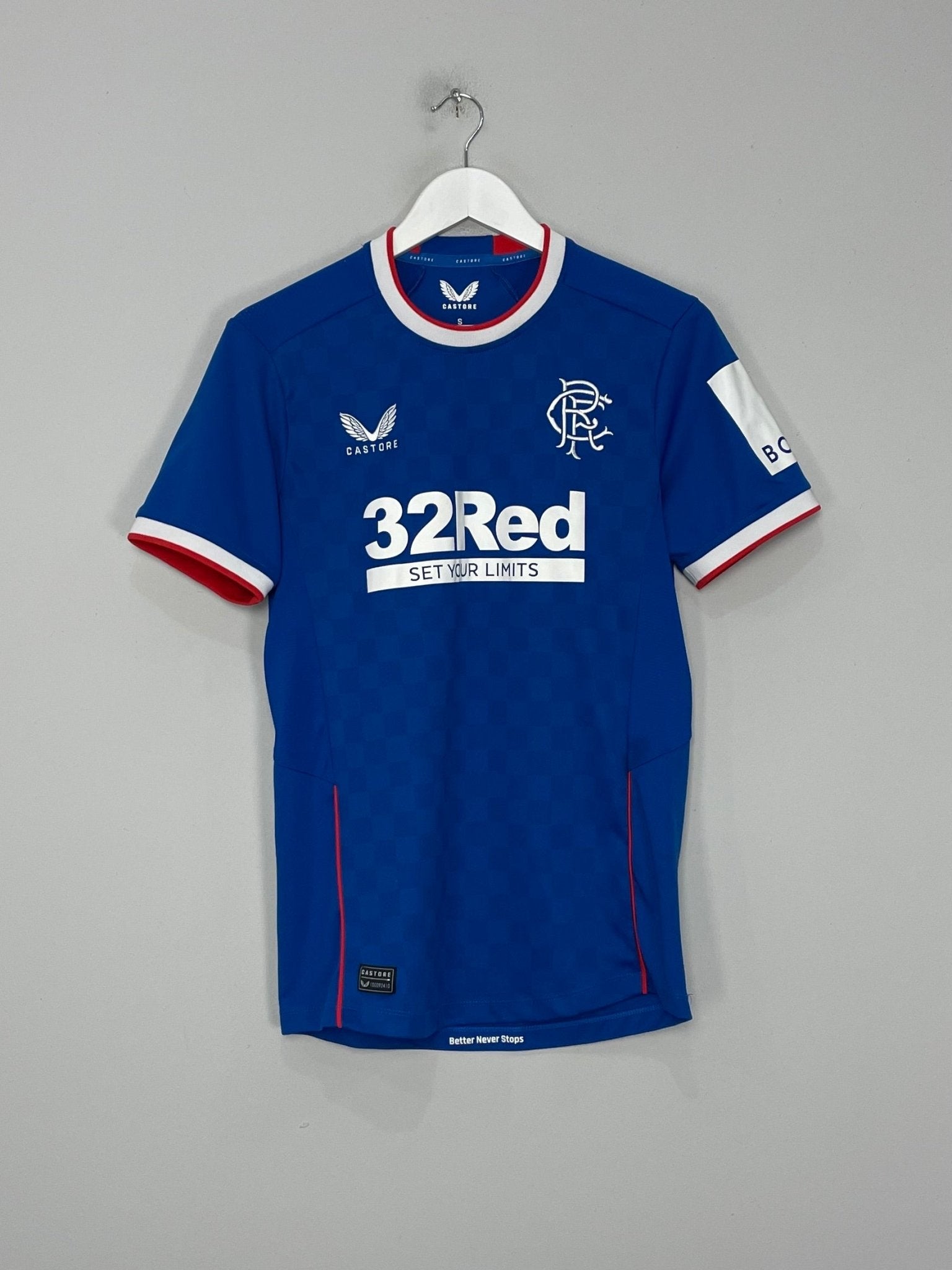 Shop 2022/23 RANGERS HOME SHIRT (S) CASTORE, classic football shirts, vintage football shirts & retro soccer jerseys at Cult Kits