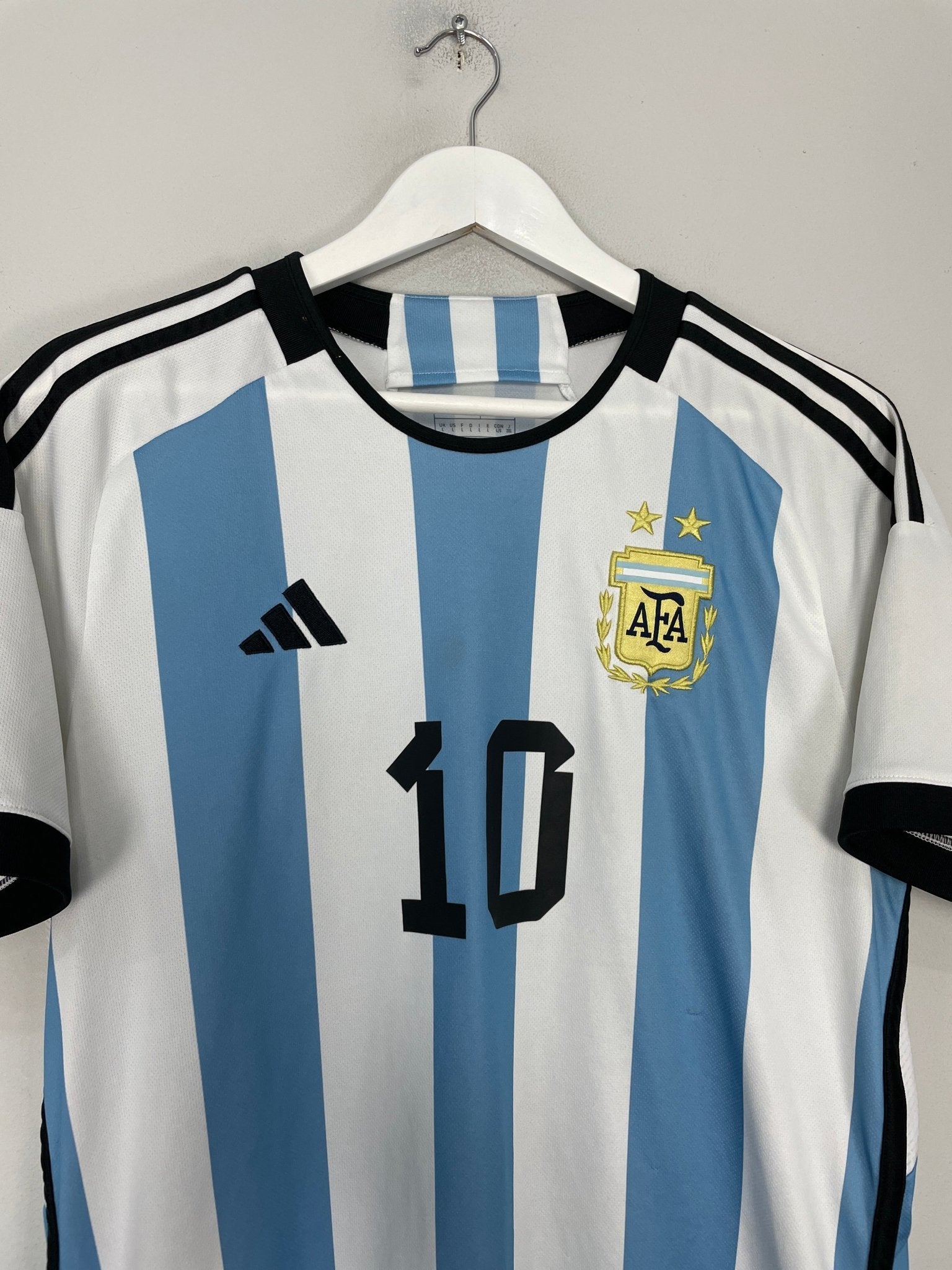 Shop 2022/24 ARGENTINA MESSI #10 HOME SHIRT (L) ADIDAS, classic football shirts, vintage football shirts & retro soccer jerseys at Cult Kits