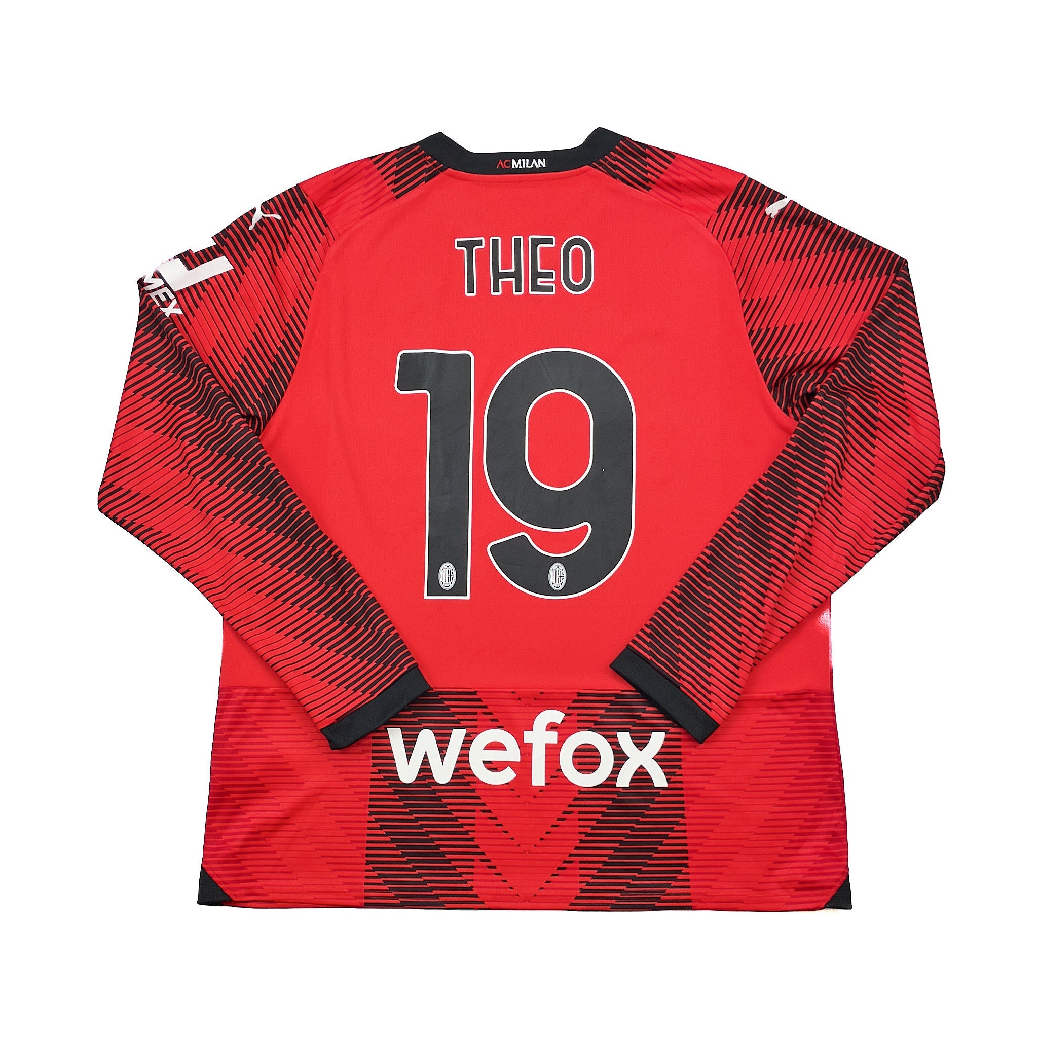 Buy 2023/24 AC Milan Theo 19 L/S Home Shirt (XL) Puma ~ Free worldwide shipping ~ Authentic Vintage Football Shirts from Cult Kits