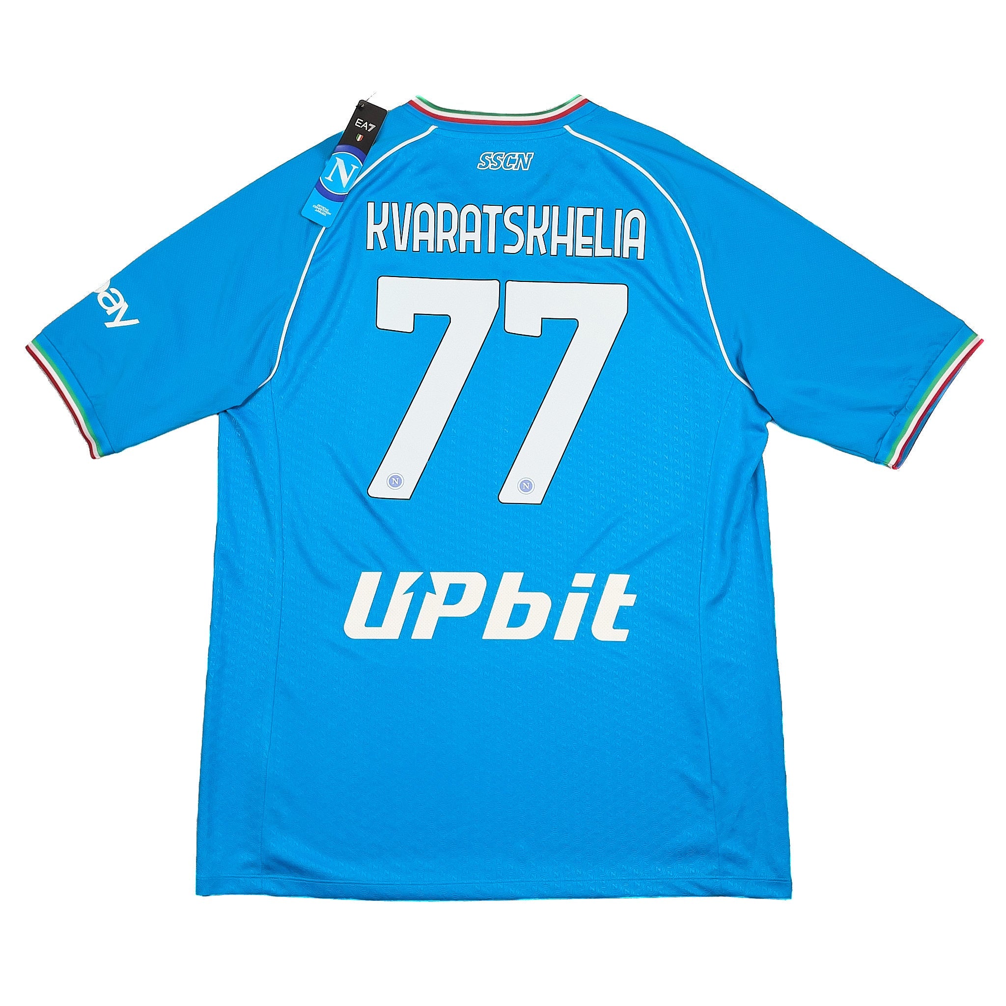 Buy 2023/24 NAPOLI KVARATSKHELIA 77 *BNWT* HOME SHIRT (4XL) EA7 ~ Free worldwide shipping available ~ Authentic Vintage Football Shirts from Cult Kits