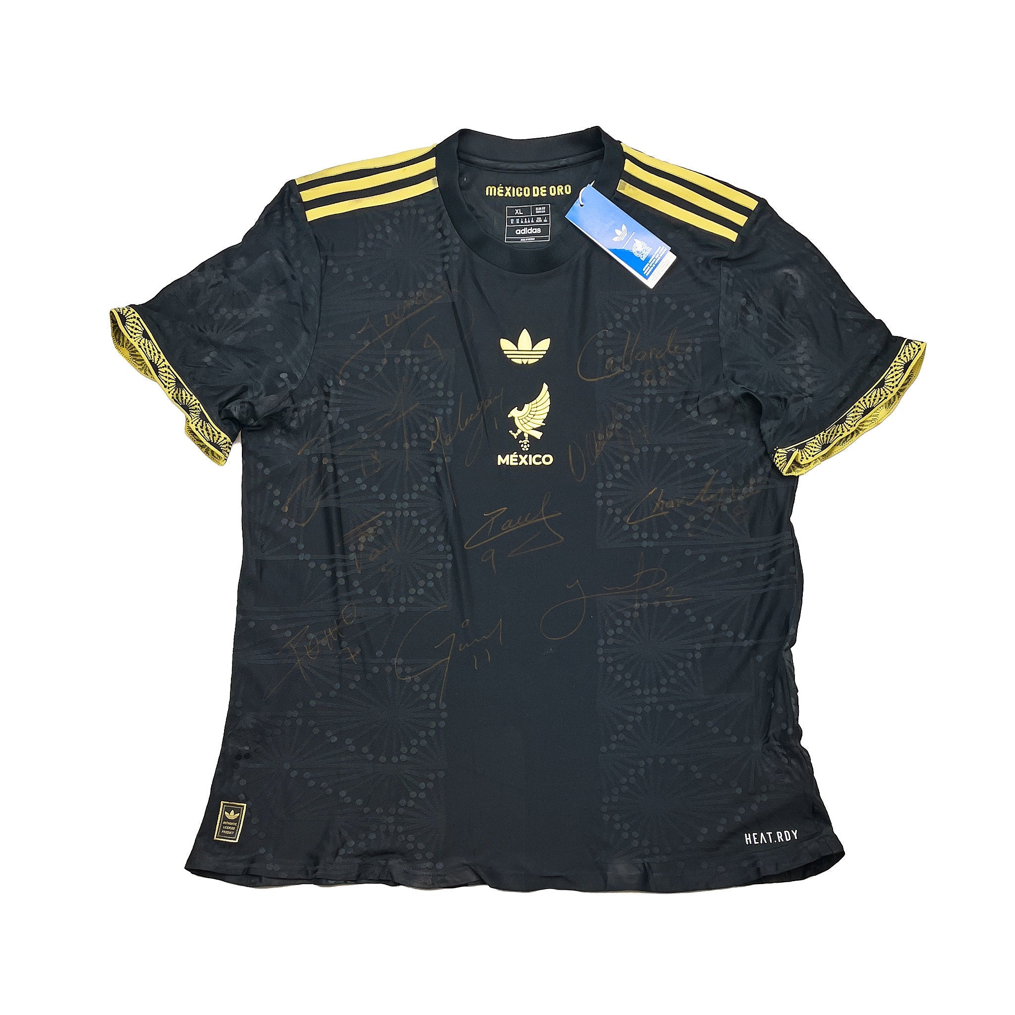 Buy 2025 Mexico *Squad Signed* Authentic BNWT Gold Cup Shirt (XL) Adidas Originals ~ Free worldwide shipping ~ Authentic Vintage Football Shirts from Cult Kits