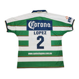 2000/01 SANTOS LAGUNA LOPEZ #2 *MATCH ISSUE+SIGNED* HOME SHIRT (XL) CORONA SPORT